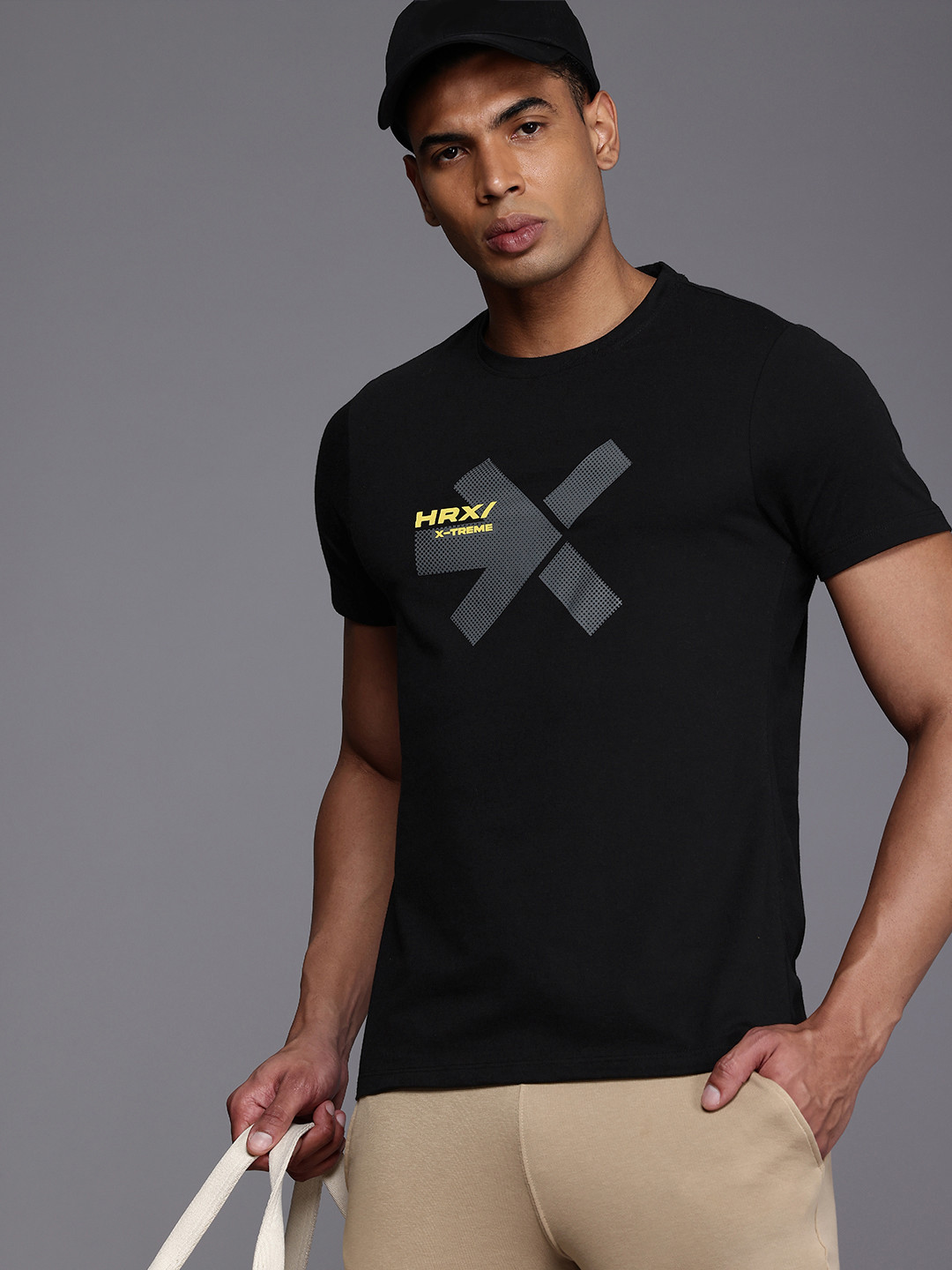 

HRX by Hrithik Roshan Brand Logo Printed Olympic-Collection Lifestyle T-Shirt, Black