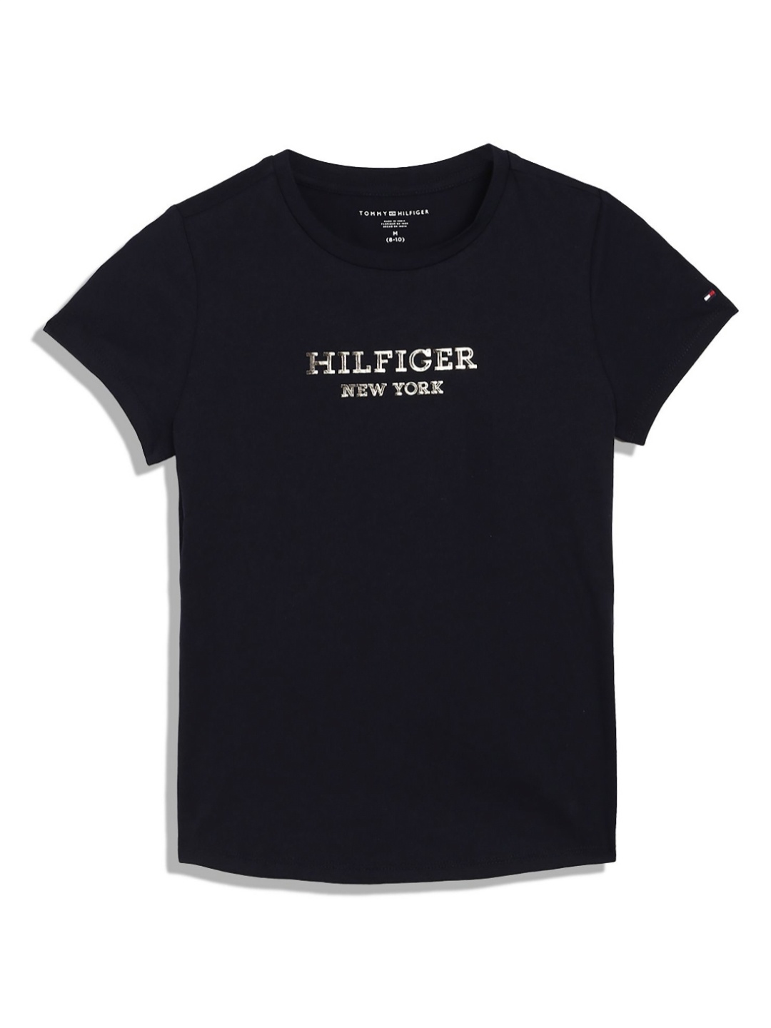 

Tommy Hilfiger Girls Brand Logo Printed Round Neck Cotton T-shirt, Blue