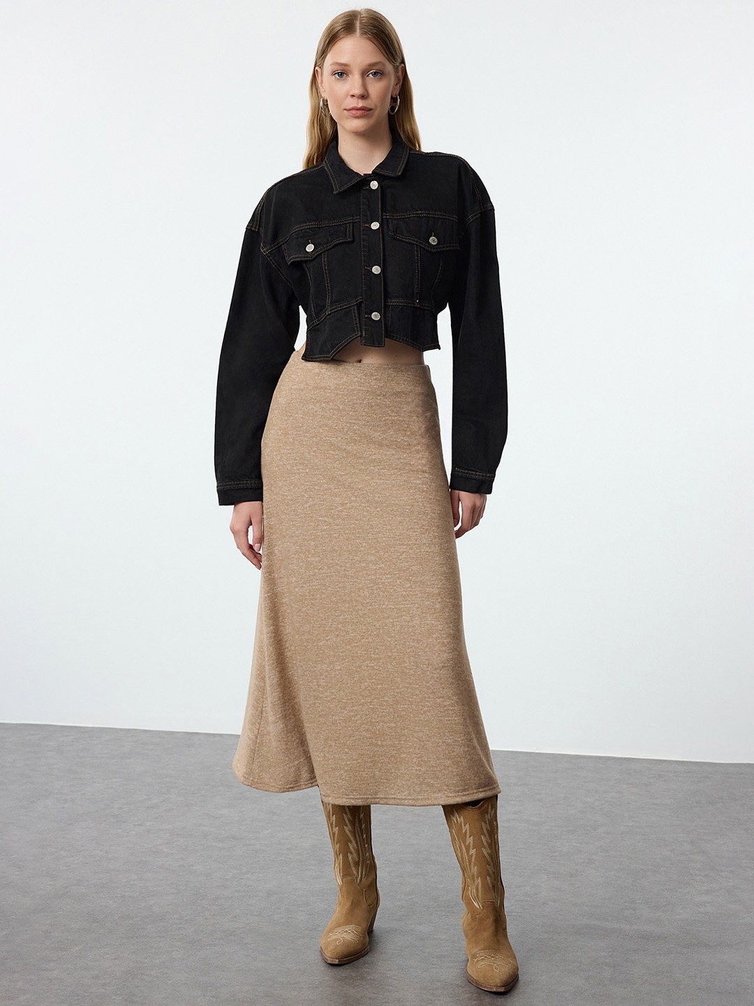 

Trendyol A-line Midi Skirt, Brown
