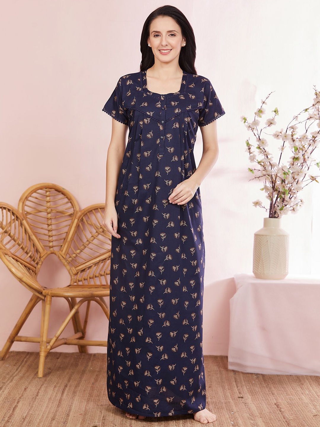 

Sand Dune Printed Maxi Nightdress, Navy blue