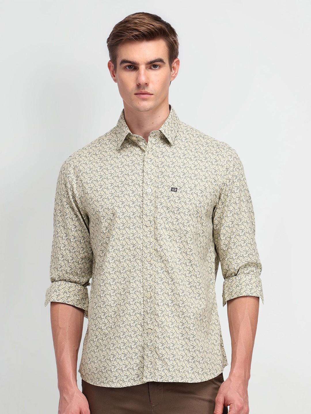 

Arrow Sport Men Modern Slim Fit Floral Opaque Printed Casual Shirt, Beige
