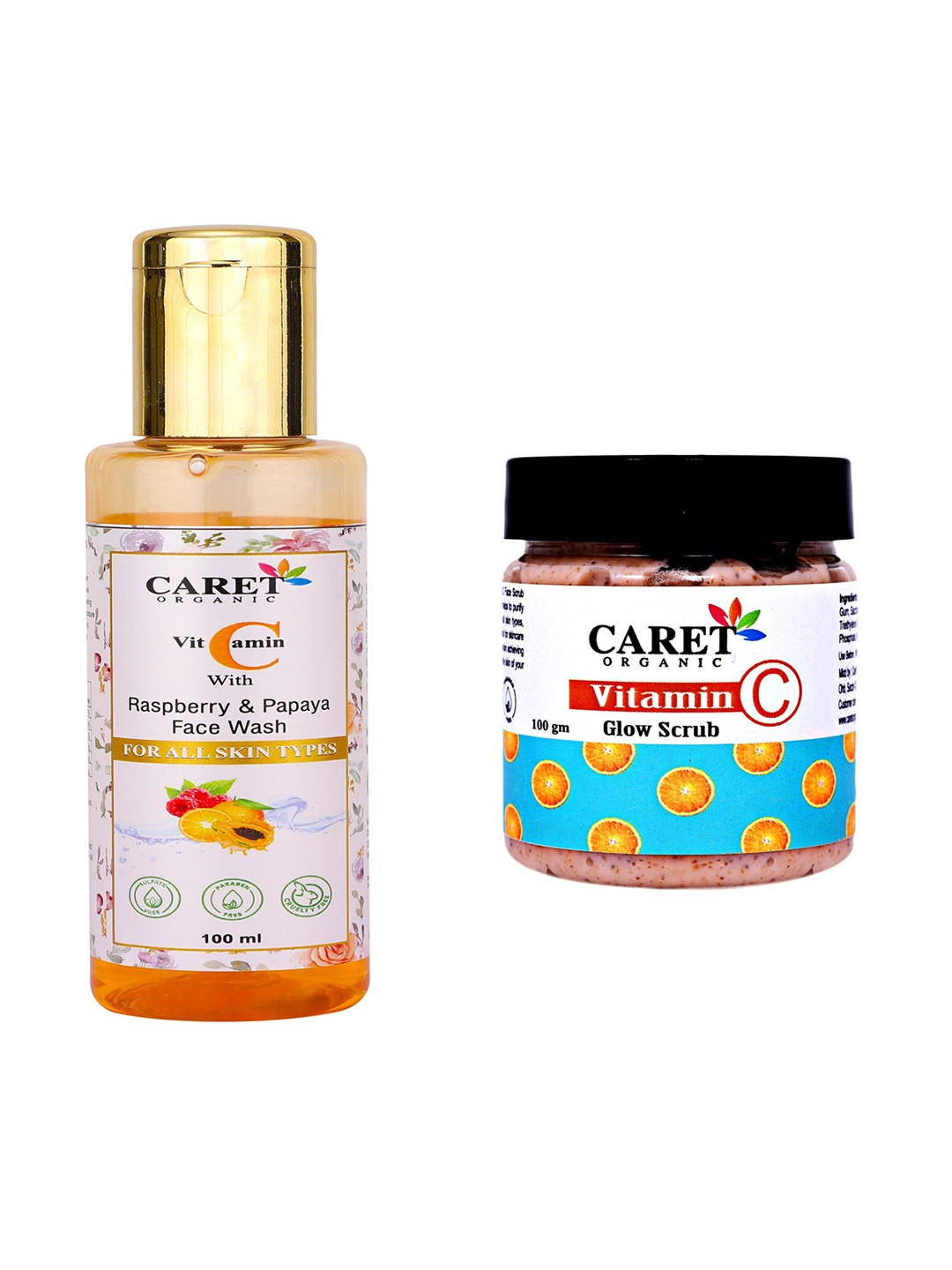 

CARET ORGANIC Set Of 2 Papaya Face Wash- 100ml & Vitamin C Glow Scrub- 100g, White