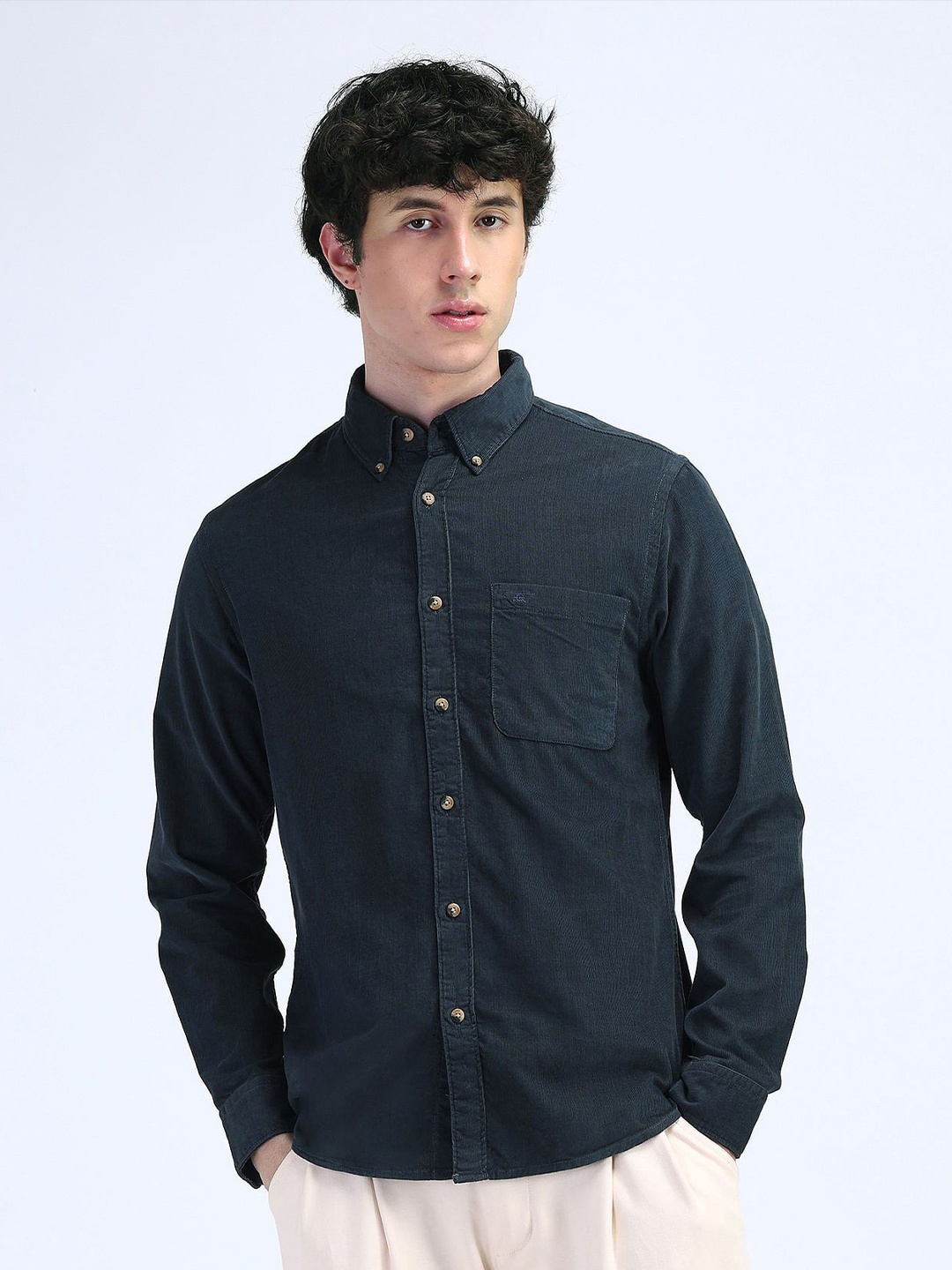 

Flying Machine Men Modern Slim Fit Opaque Casual Shirt, Blue