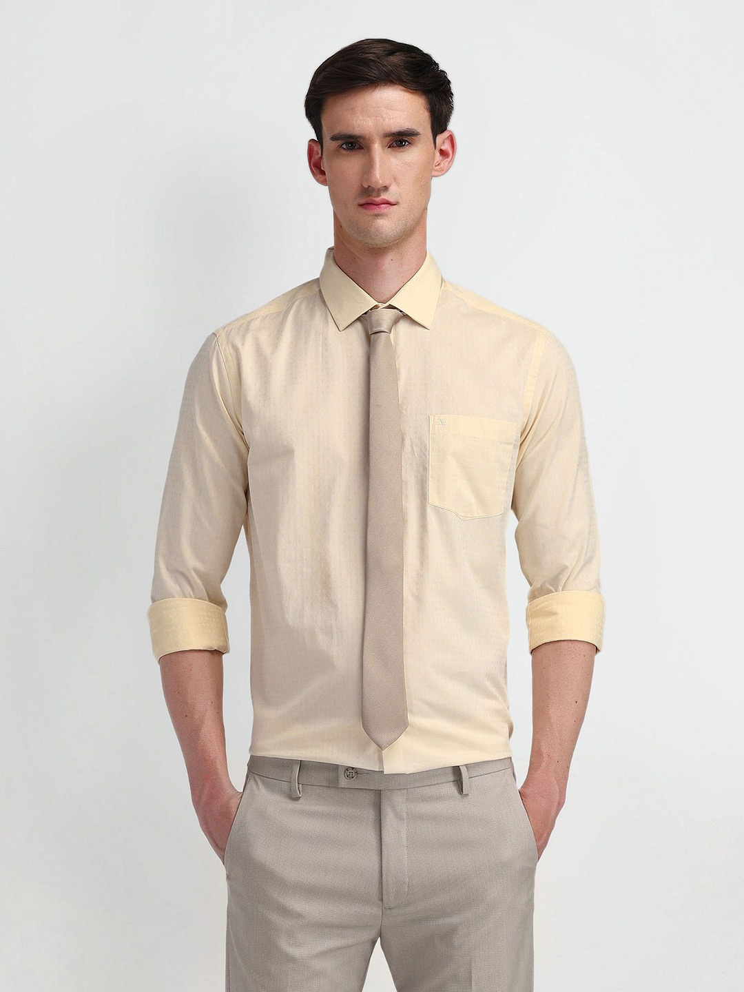 

Arrow Men Modern Slim Fit Opaque Formal Shirt, Yellow
