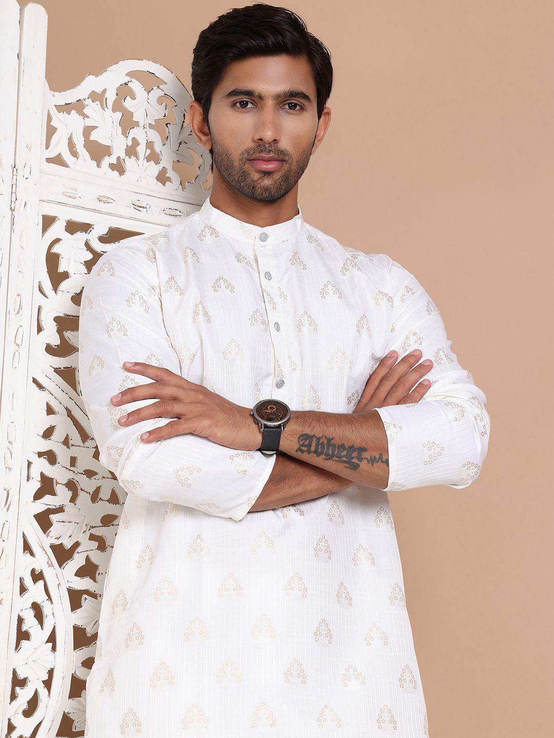 

Anouk Men Floral Printed Floral Kurta, White