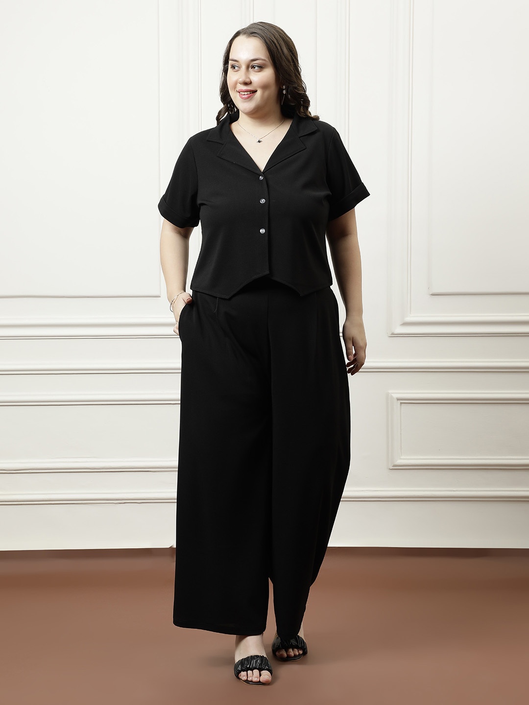 

Athena Ample Shirt With Trouser Co-Ords, Black