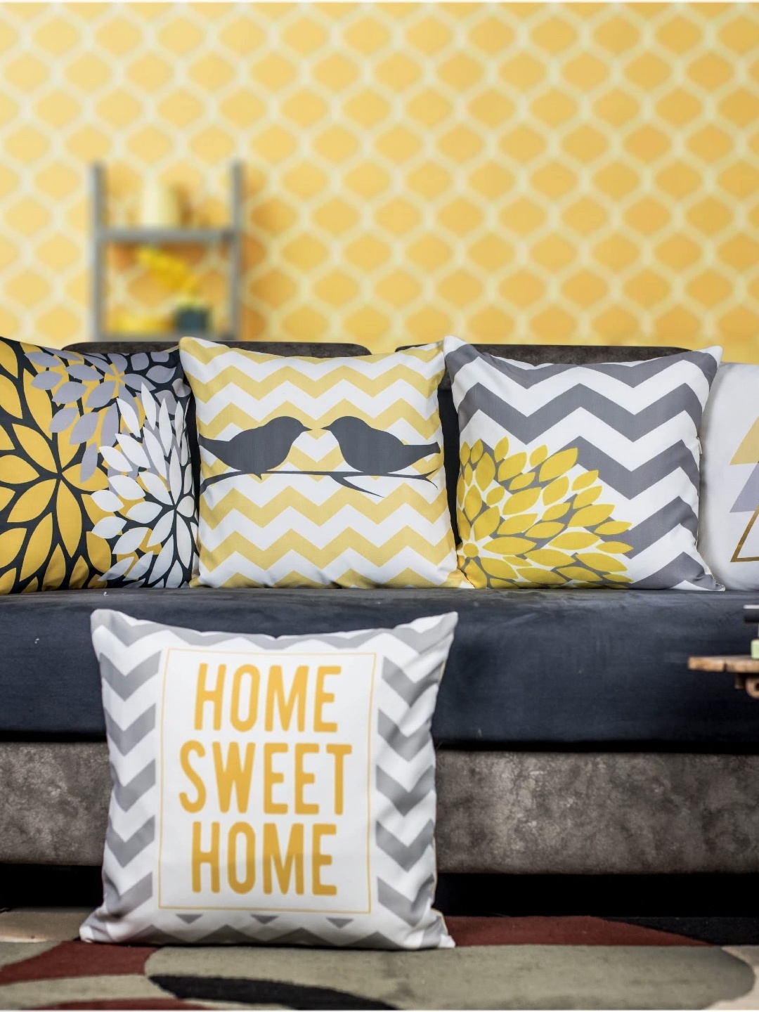

Vendola White & Grey 5 Pieces Ethnic Motifs Printed Square Cushion Covers