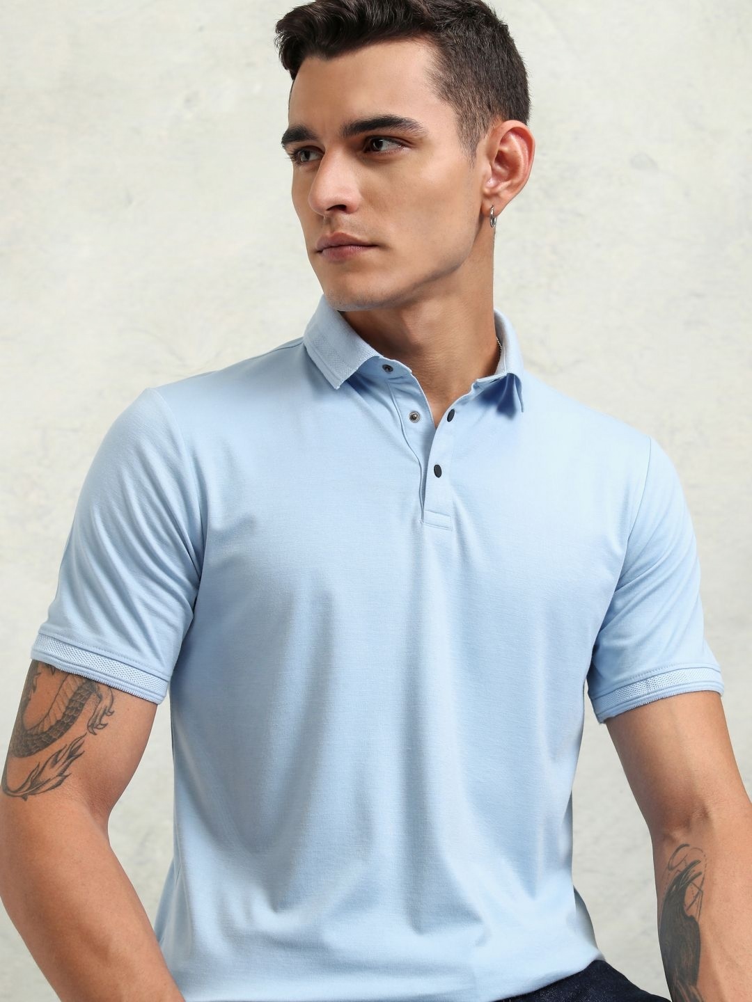 

HIGHLANDER Men Polo Collar T-shirt, Blue