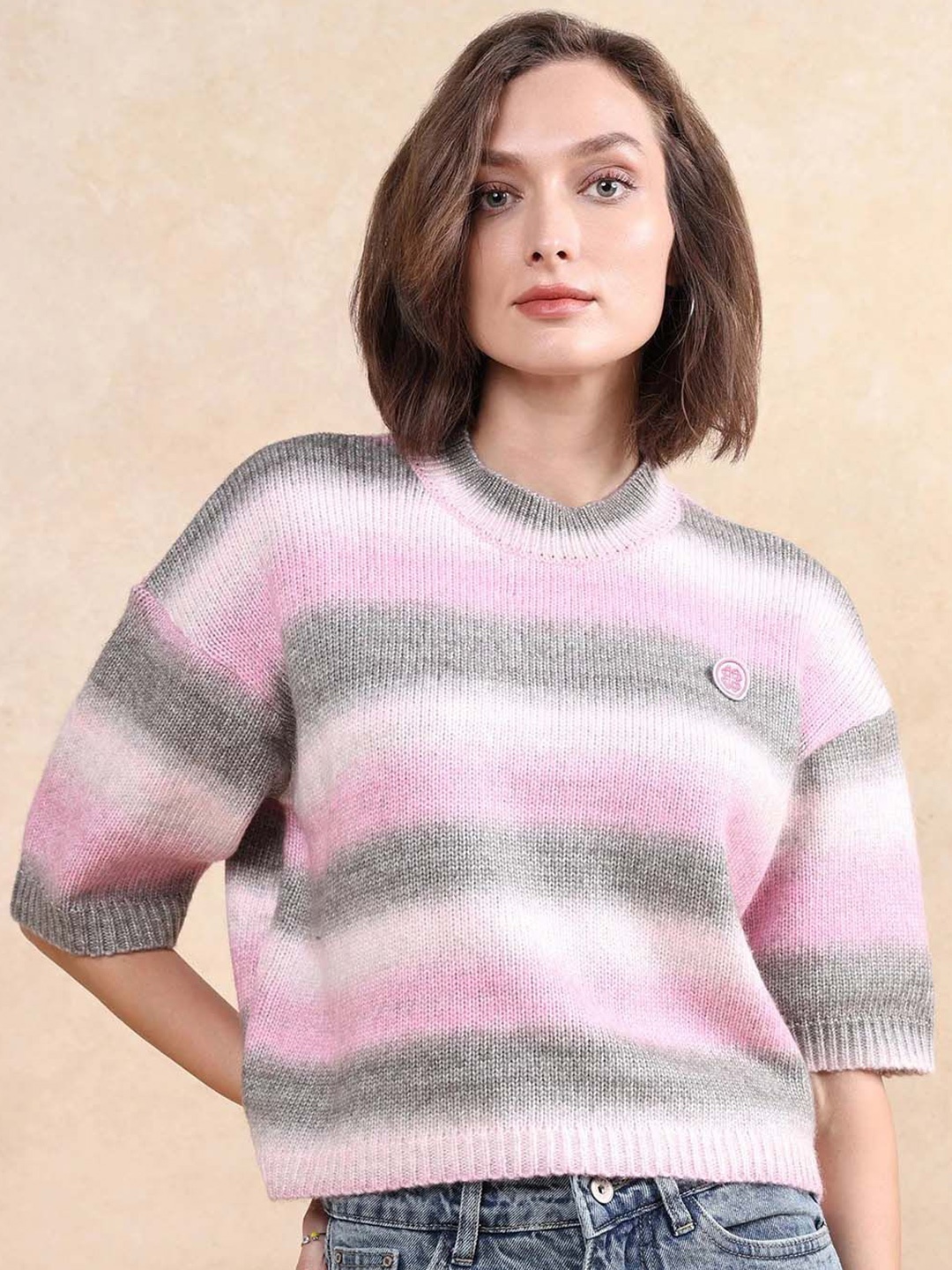 

RAREISM Women Striped Pullover, Pink