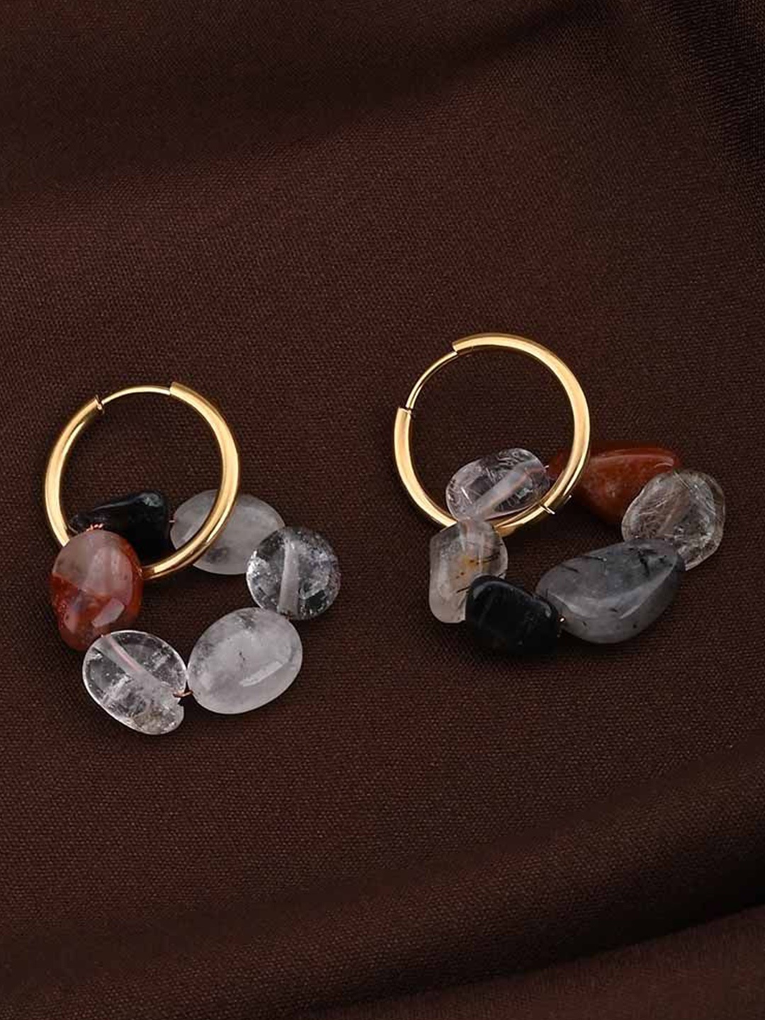 

PALMONAS Stainless Steel Gold Plated Cubic Zirconia Circular Hoop Earrings