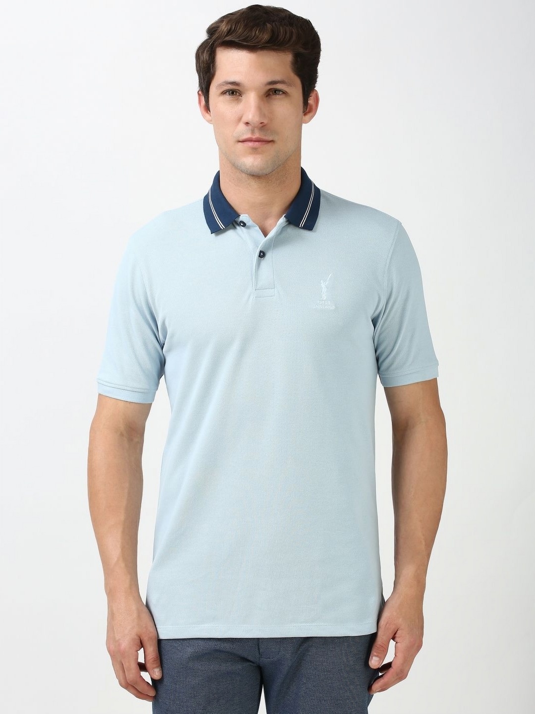 

Peter England Casuals Men Polo Collar T-shirt, Blue