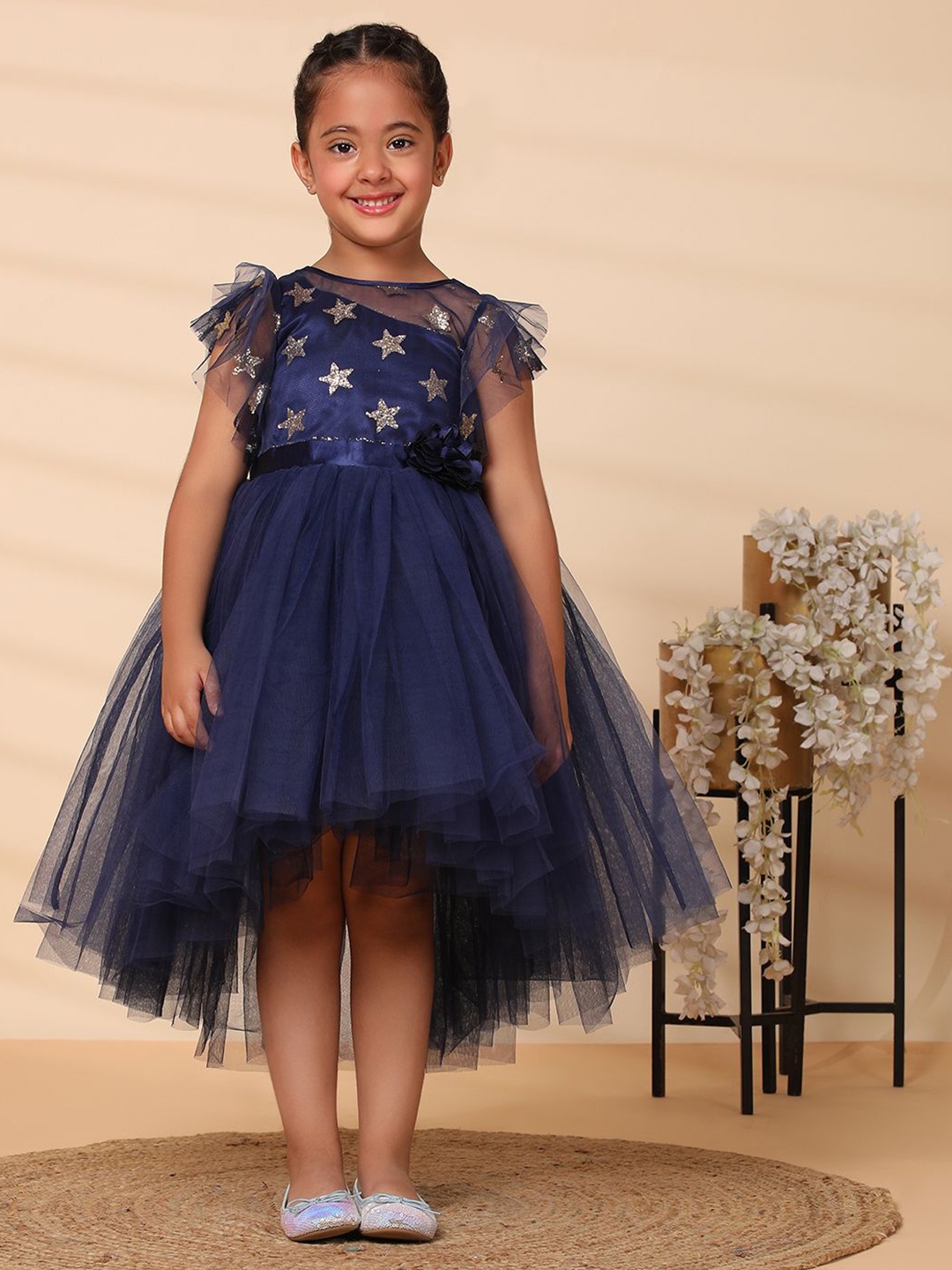 

Toy Balloon kids Net Fit & Flare Dress, Navy blue