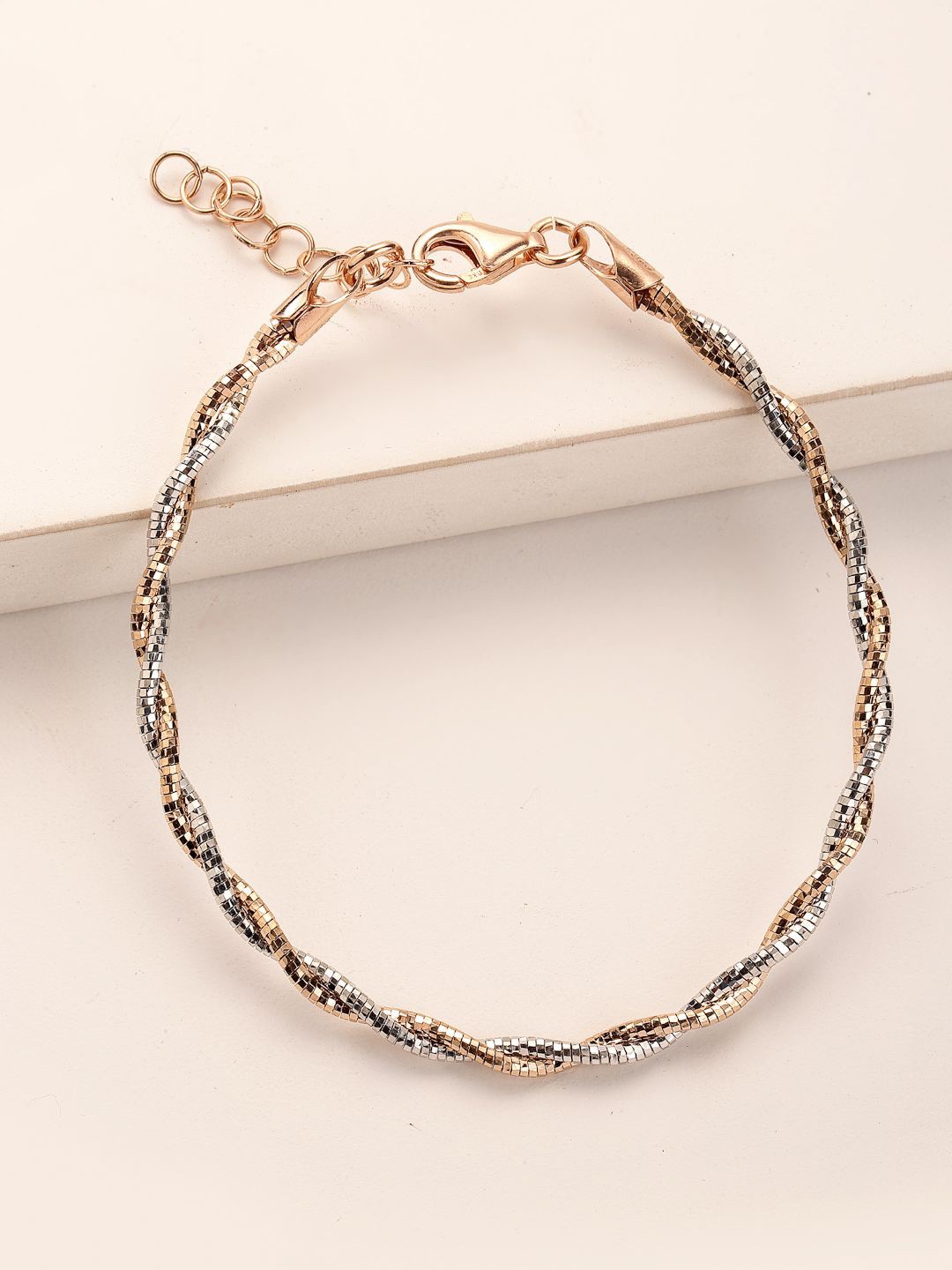 

PANASH 925 Sterling Silver Rose Gold & Rhodium-Plated Twisted Chain Bracelet