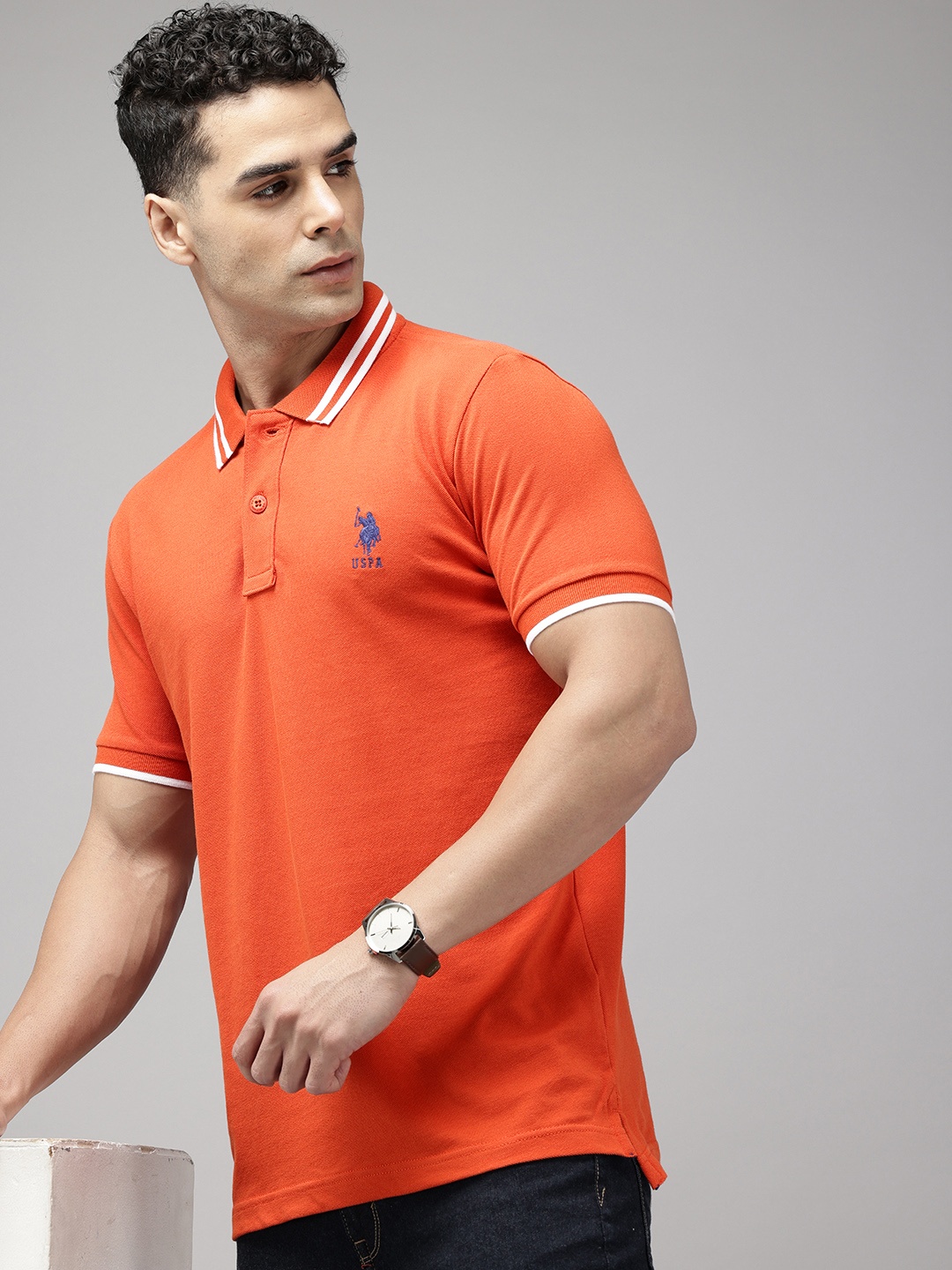 

U.S. Polo Assn. Pure Cotton Slim Fit Polo Collar T-shirt, Rust