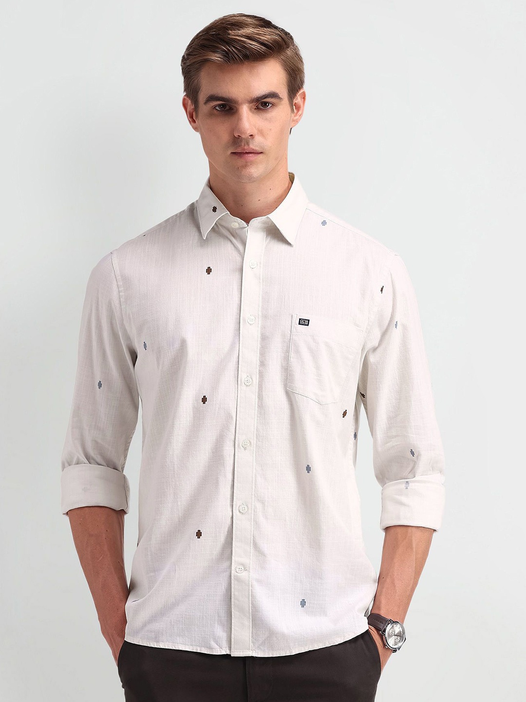 

Arrow Sport Men Modern Slim Fit Opaque Printed Casual Shirt, Off white