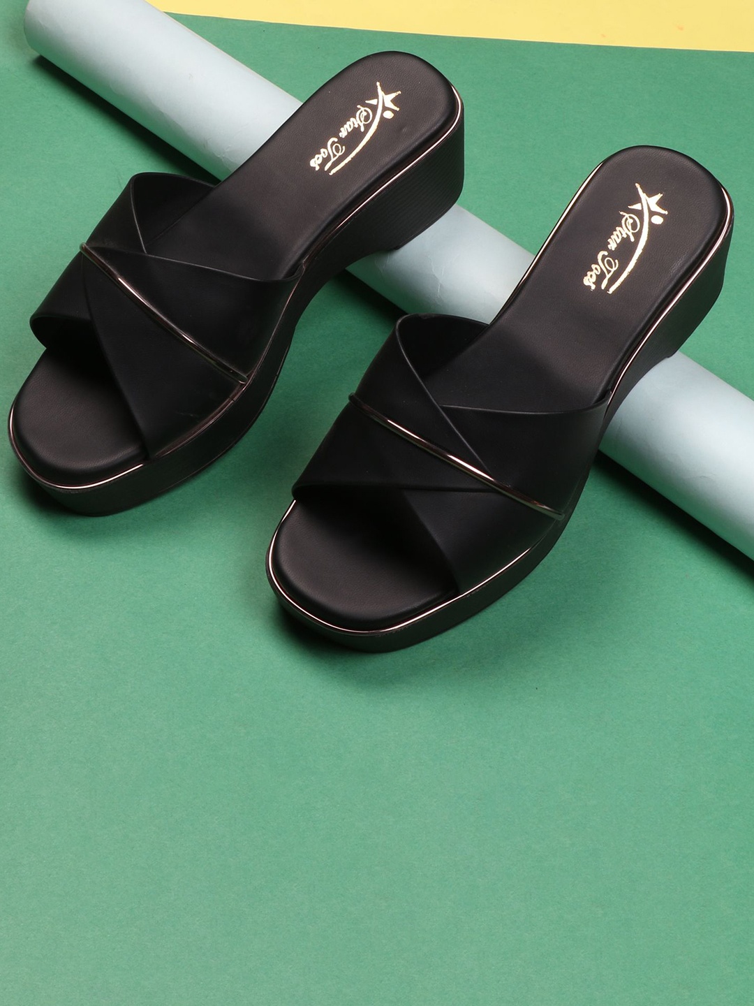 

STARTOES Embellished Wedge Sandals, Black