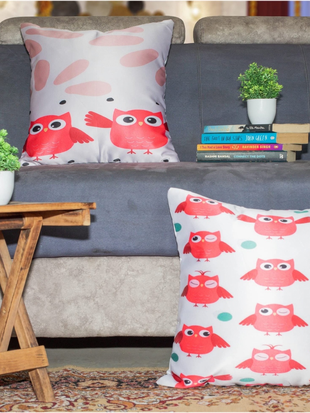 

Vendola Red & White 2 Pieces Ethnic Motifs Square Cushion Covers