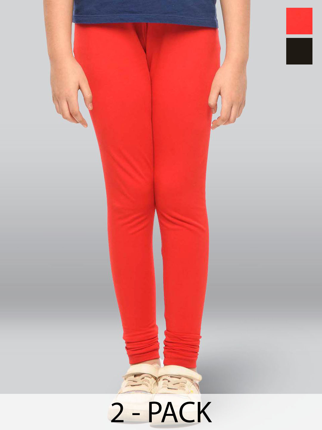 

LYRA Girls Pack Of 2 Cotton Ankle-Length Leggings, Red