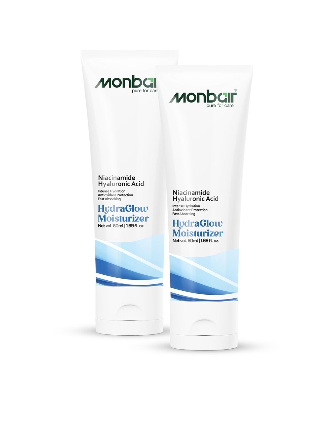 

MONBAIR Set Of 2 Hydra Glow Face Moisturizer With Niacinamide & Hyaluronic Acid-50ml Each, White