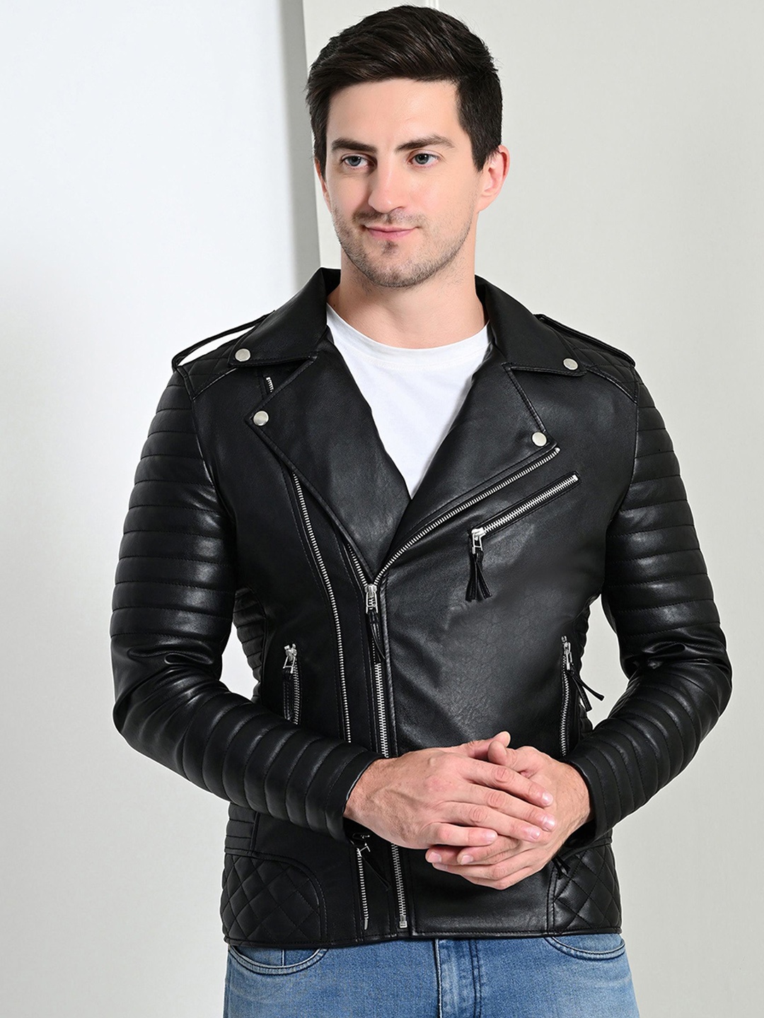 

TBOJ Men Lightweight Biker Jacket, Black