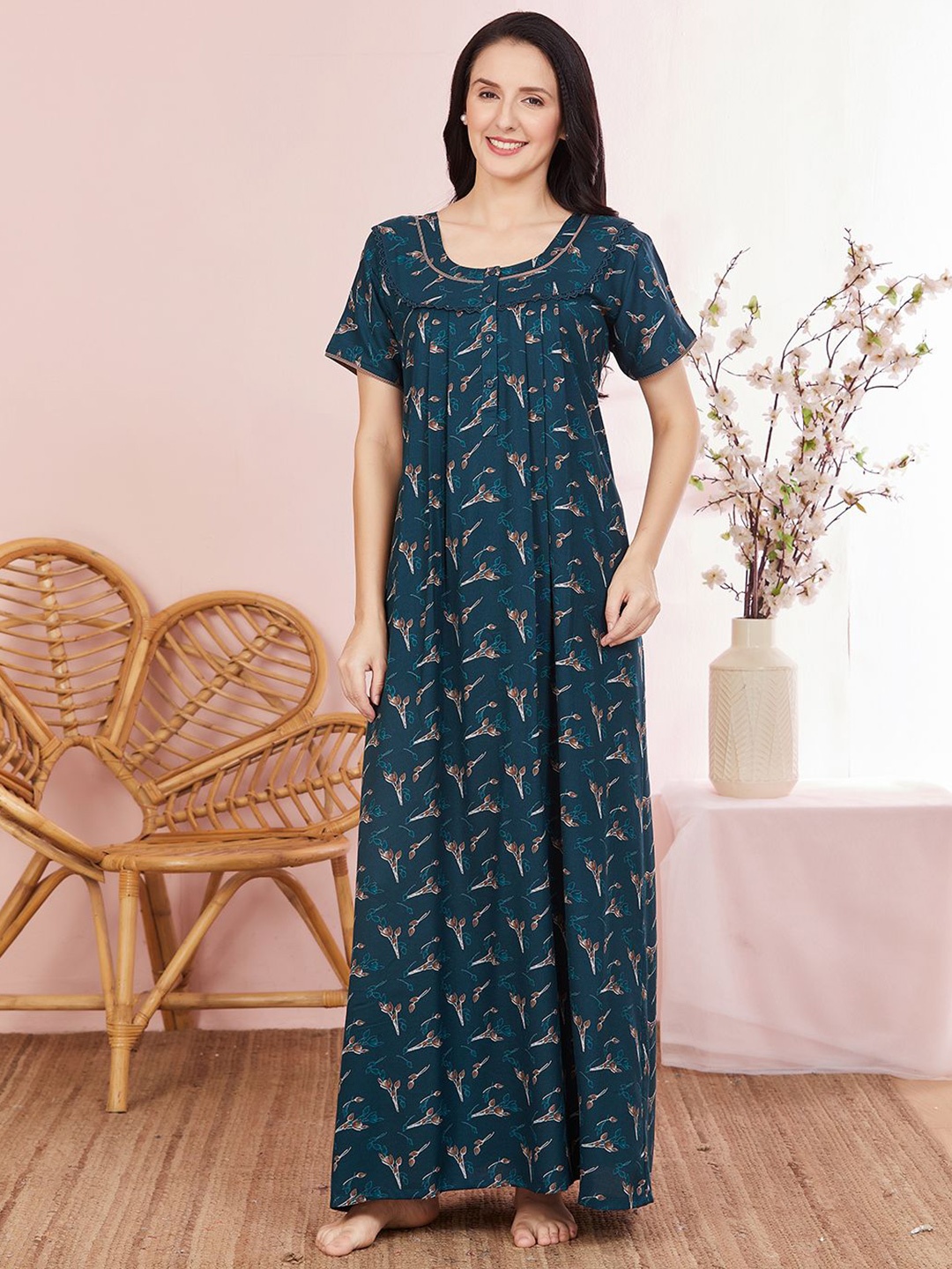 

Sand Dune Printed Maxi Nightdress, Teal