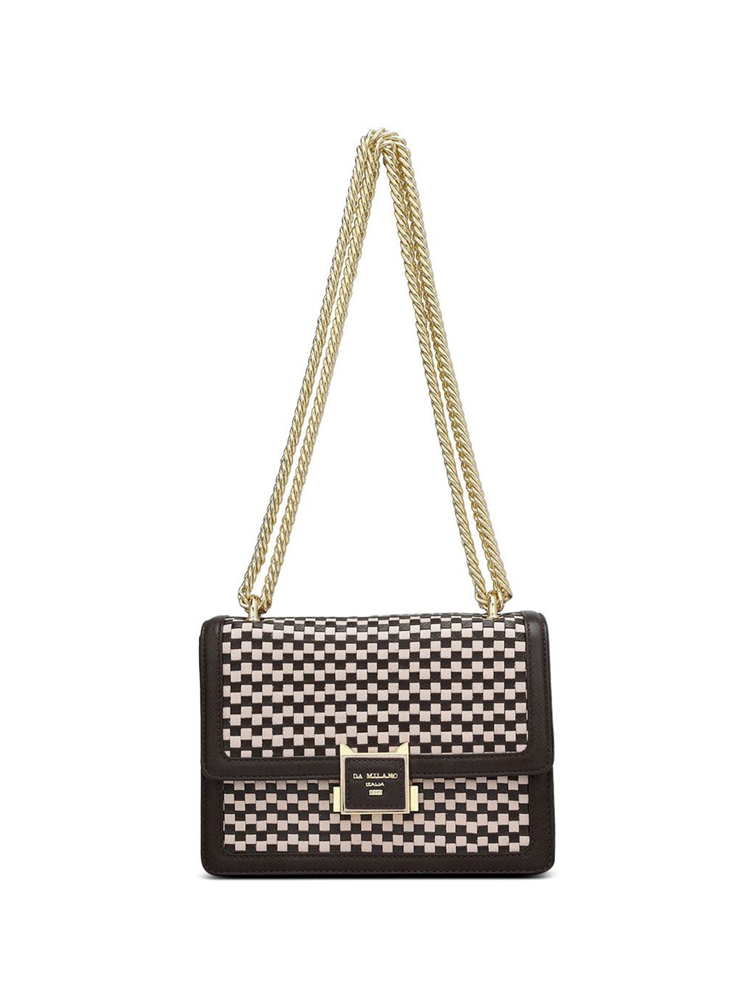 

Da Milano Women Textured Leather Structured Shoulder Bag, Brown