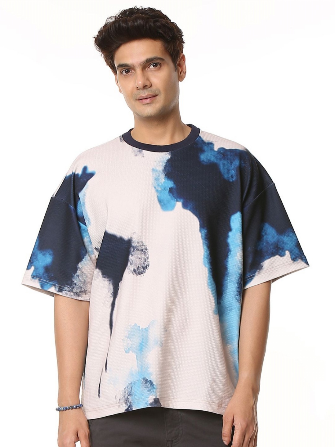 

Studd Muffyn Men Tie and Dye Drop-Shoulder Sleeves T-shirt, White