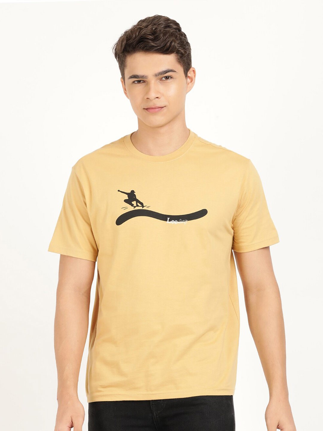 

Lee Men Printed Round Neck Cotton T-shirt, Khaki