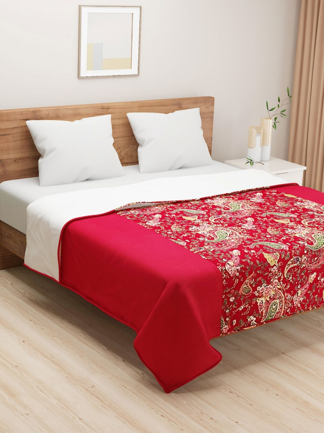 

SWAYAM Shades Of Paradise Maroon Floral AC Room 110 GSM Pure Cotton Double Bed Dohar