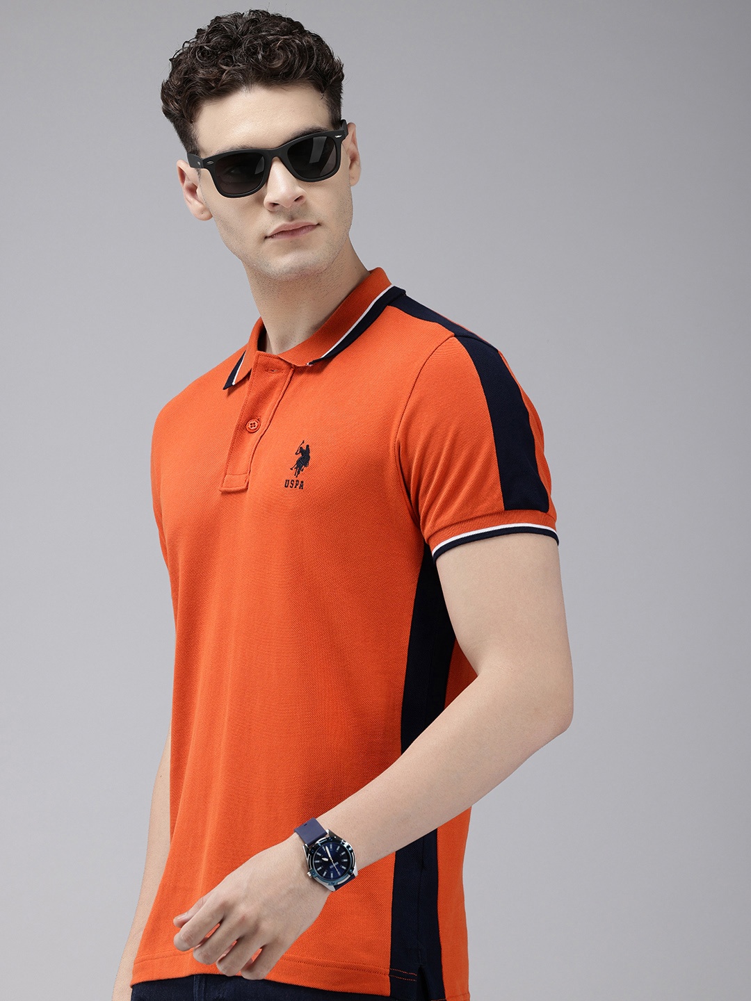 

U.S. Polo Assn. Polo Collar Pure Cotton Slim Fit T-shirt, Orange