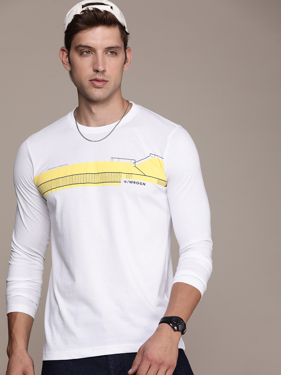 

WROGN Men Pure Cotton T-shirt, White