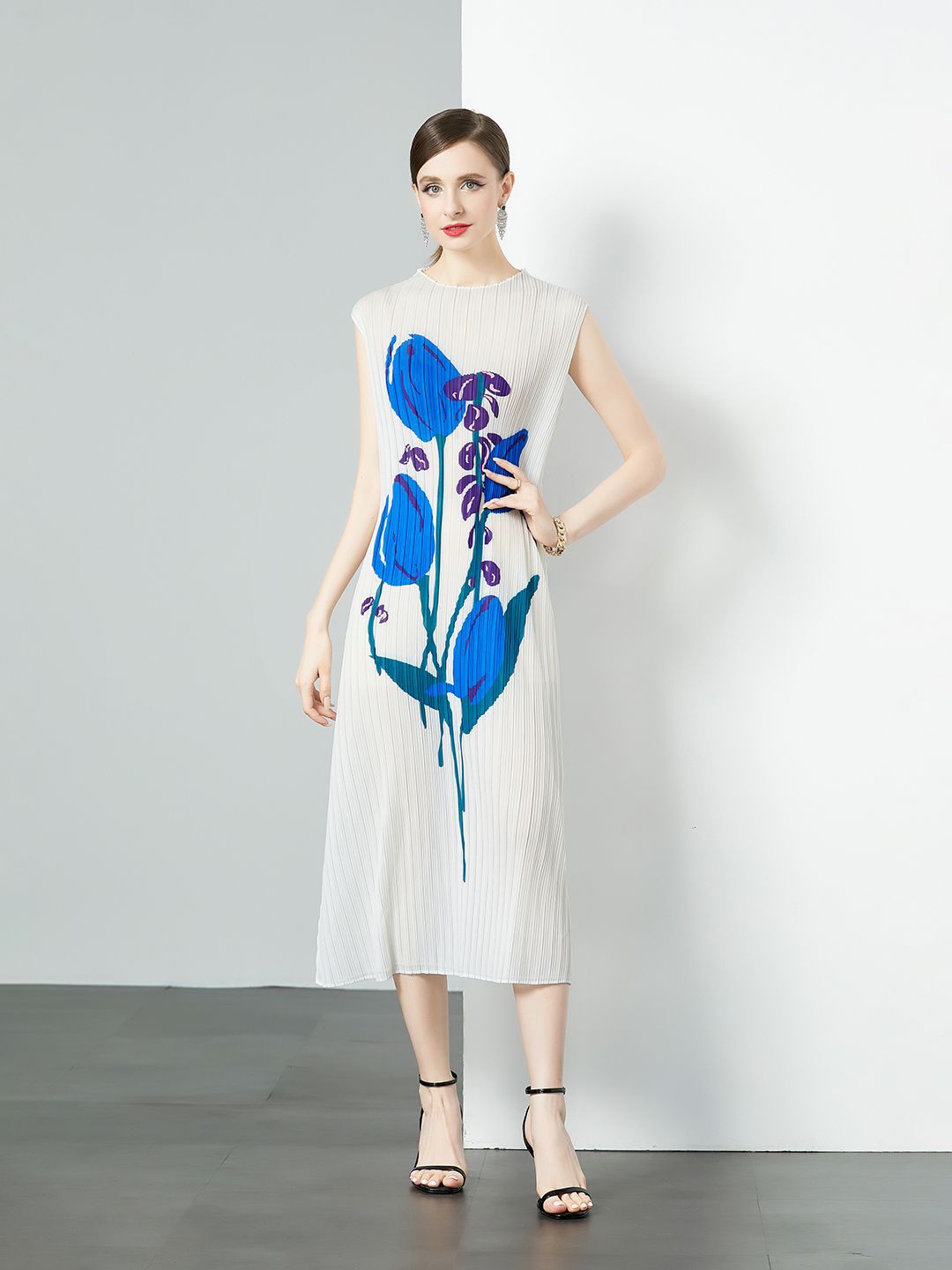 

JC Collection Women Print Off-Shoulder A-Line Midi Dress, White