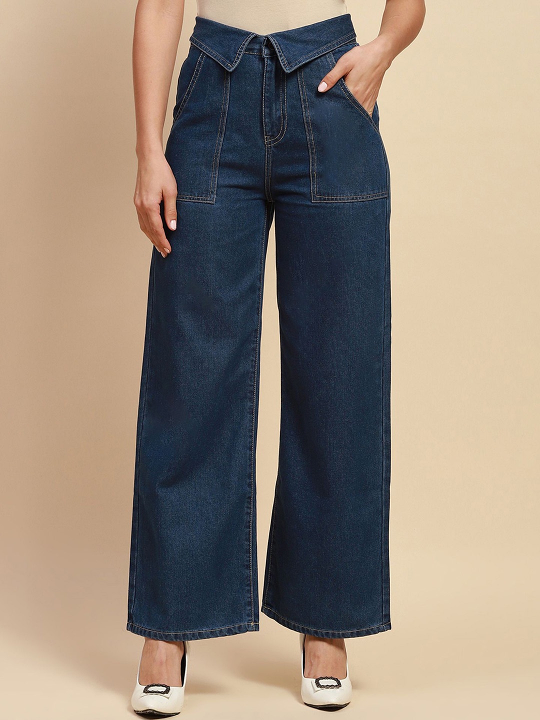 

Global Republic Women Smart Relaxed Fit High-Rise Stretchable Jeans, Blue