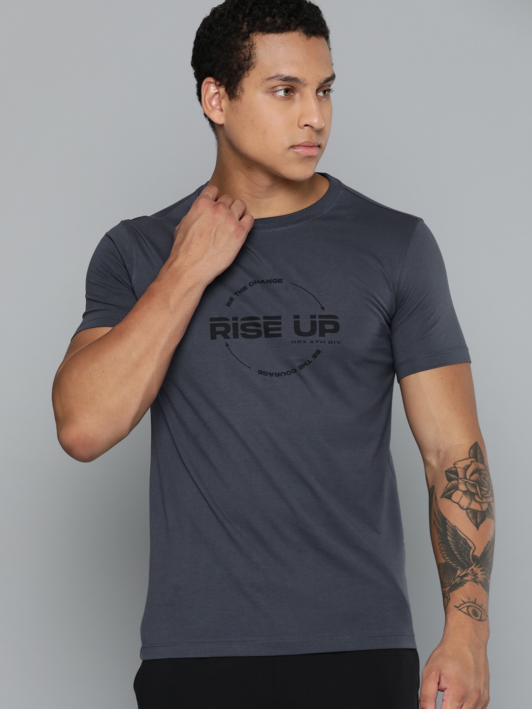 

HRX by Hrithik Roshan Typography Printed T-shirt, Charcoal