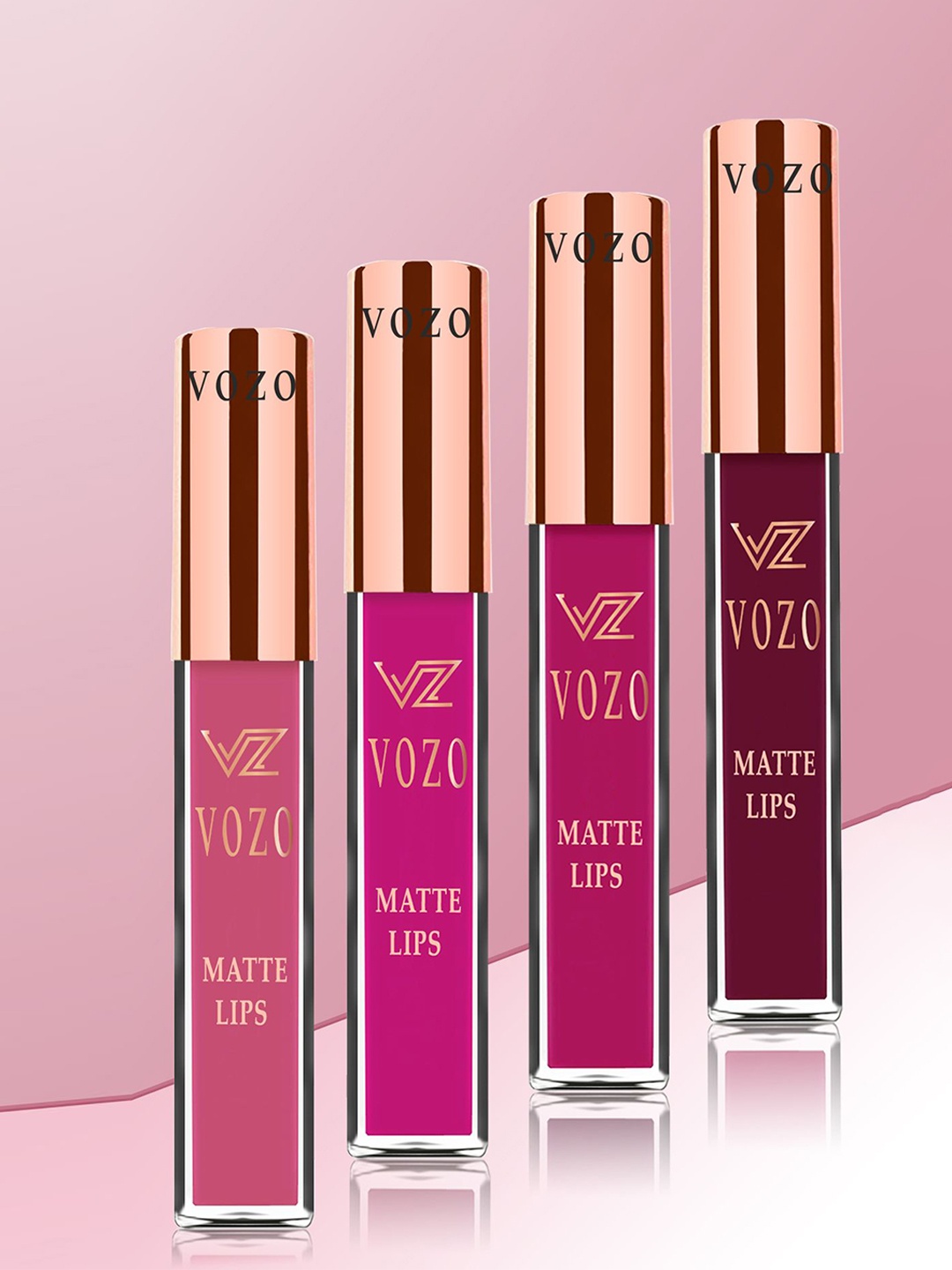 

VOZO Set Of 4 Matte Lips Liquid Lipstick-4ml Each-103-106-202-203, Maroon