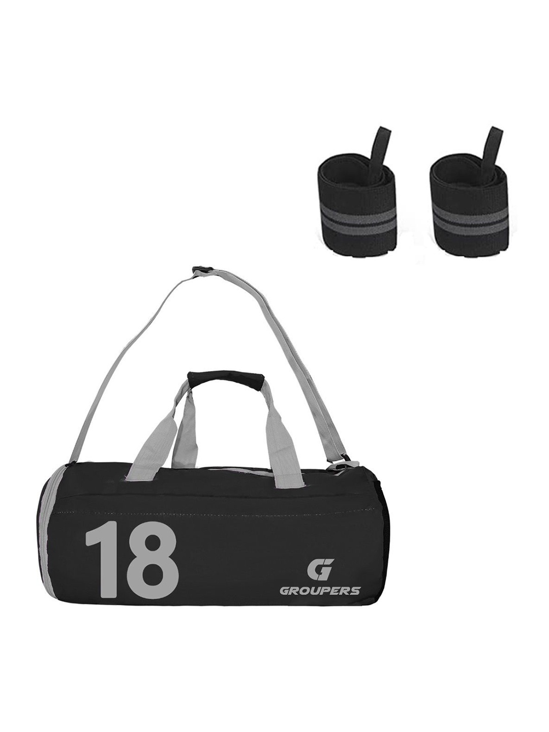 

GROUPERS Medium Foldable Sports Duffel Bag With Wrist Band, Black