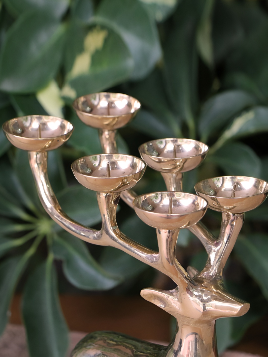 

Ambi Home Yellow Brass Candles Holder, Gold