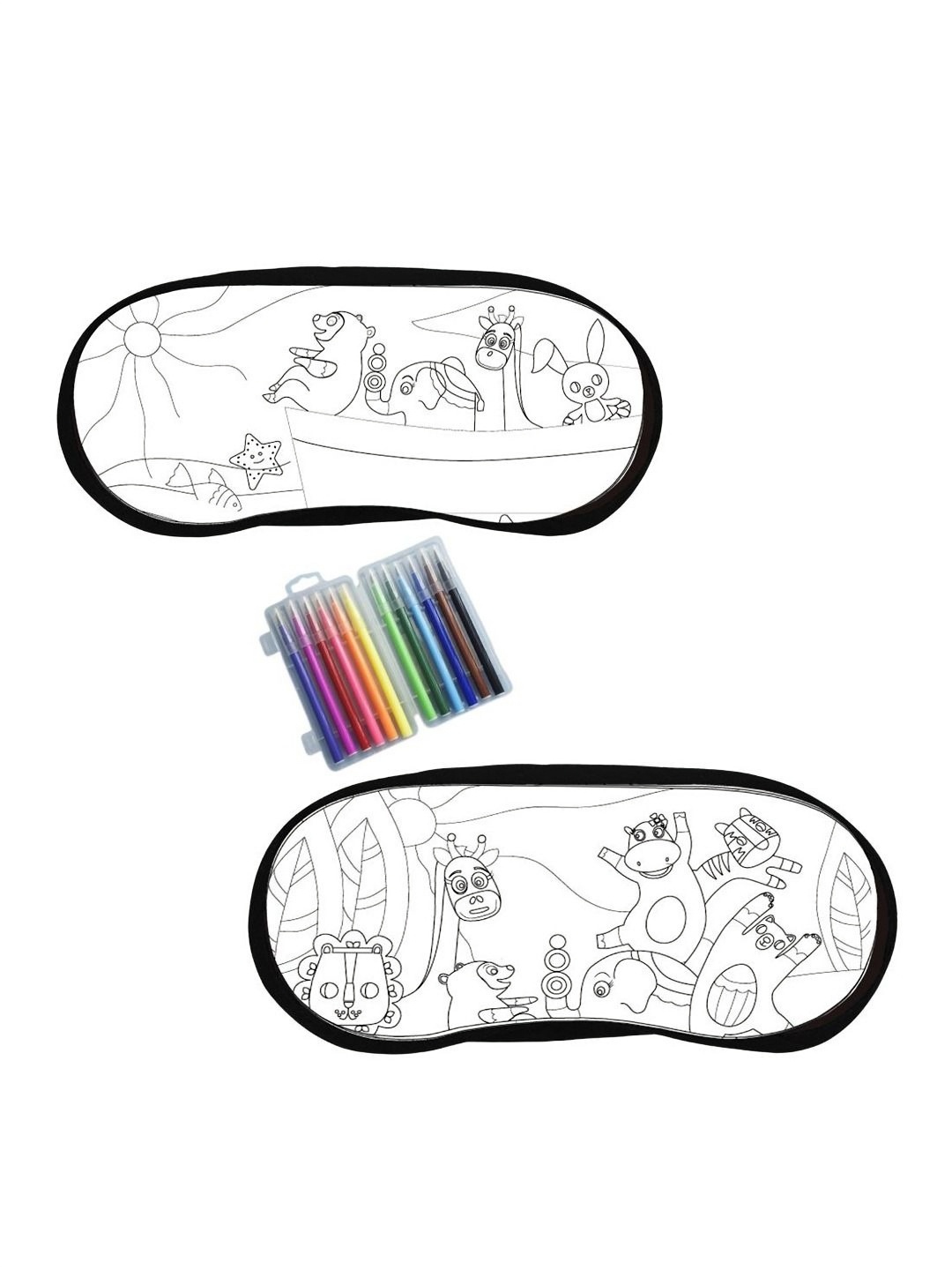 

Indigifts Kids Set Of 3 Eyemask With Magic Pens, White