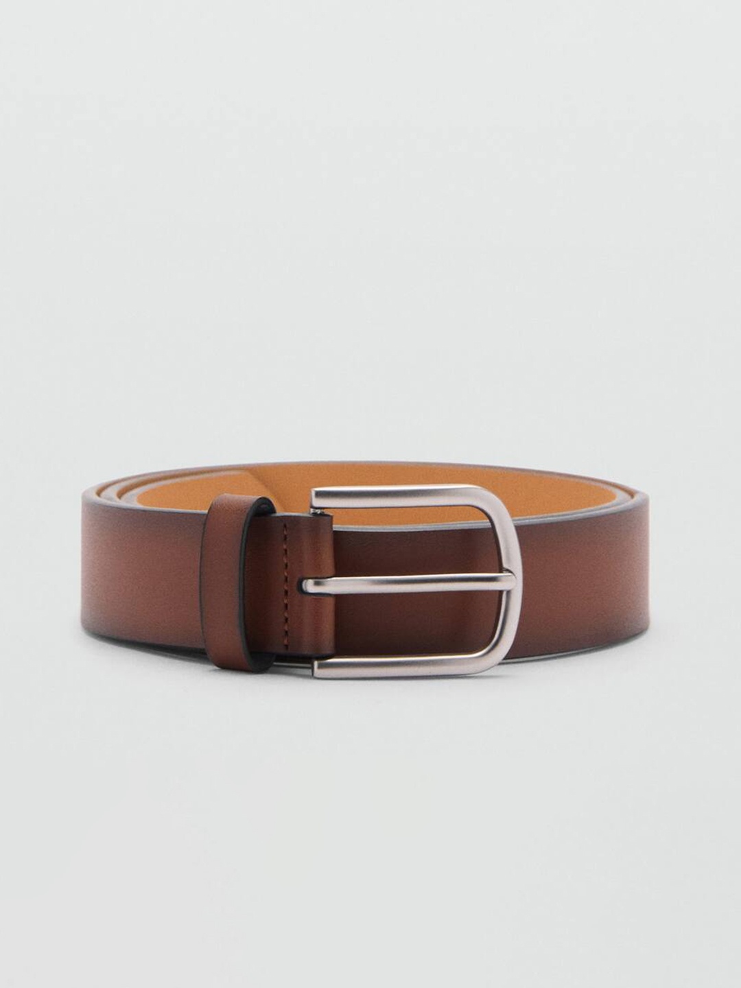 

MANGO MAN Leather Formal Belt, Brown