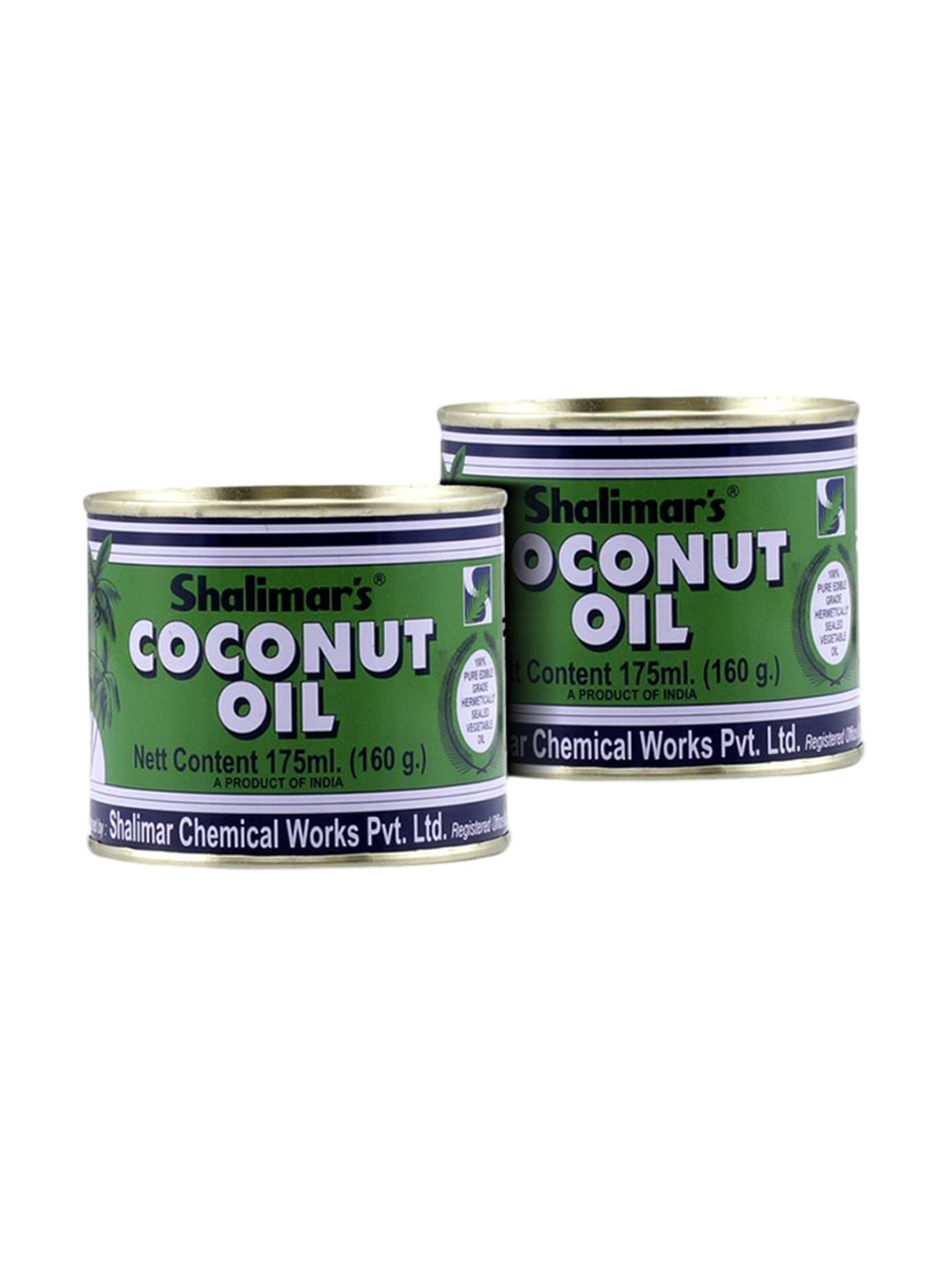 

SHALIMAR'S Set of 2 Pure Coconut Oil Tin - 175 ml Each, White