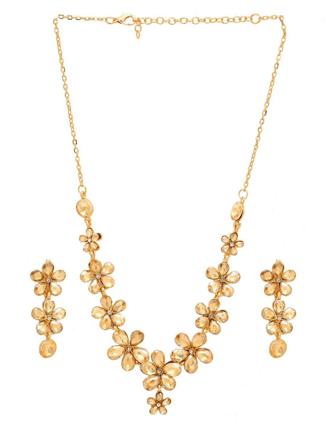 

DressBerry Gold-Plated Crystal Studded Jewellery Set