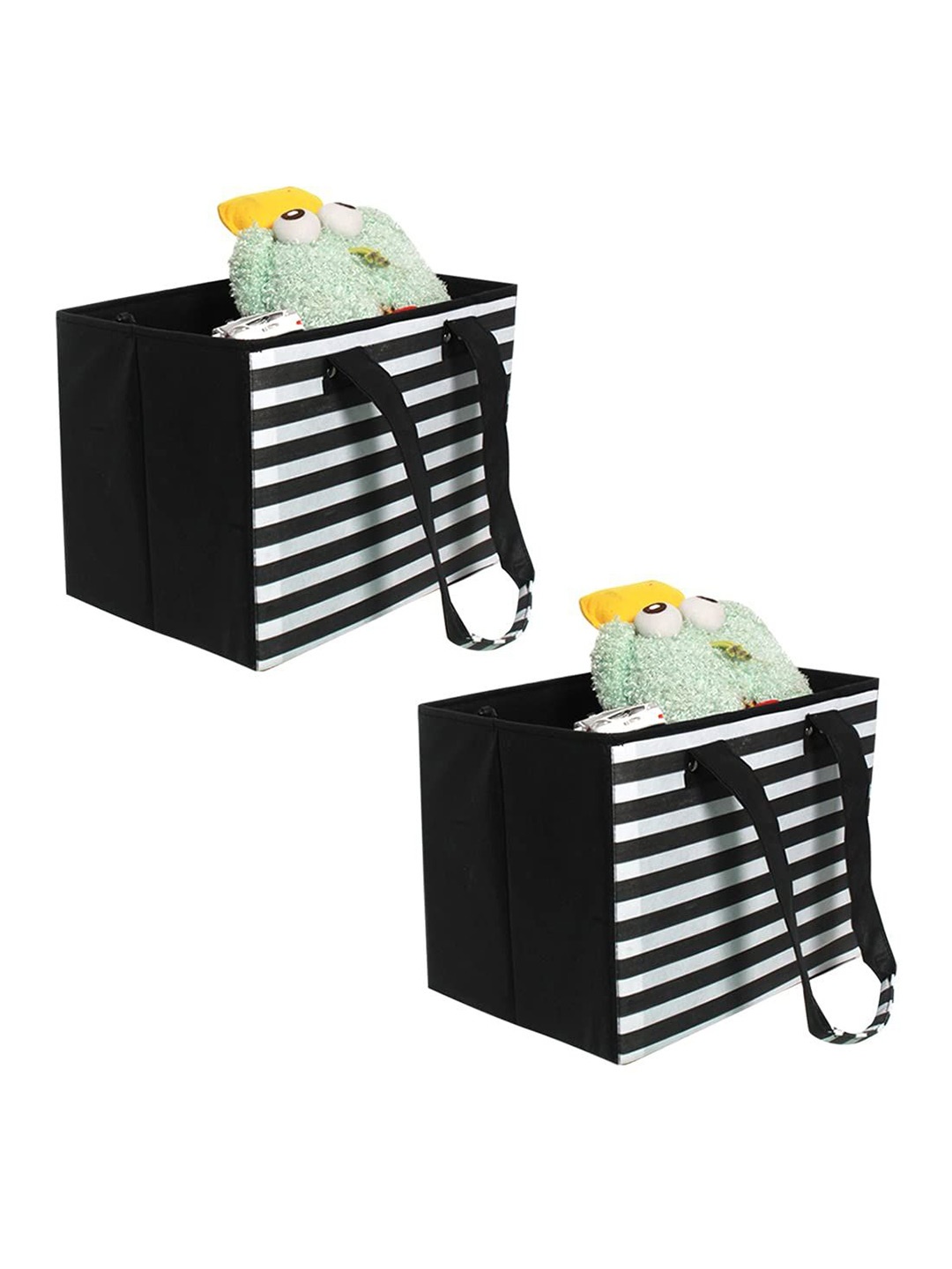 

prettykrafts Black & White 2 Pieces Striped Reusable Multi-Utility Organisers