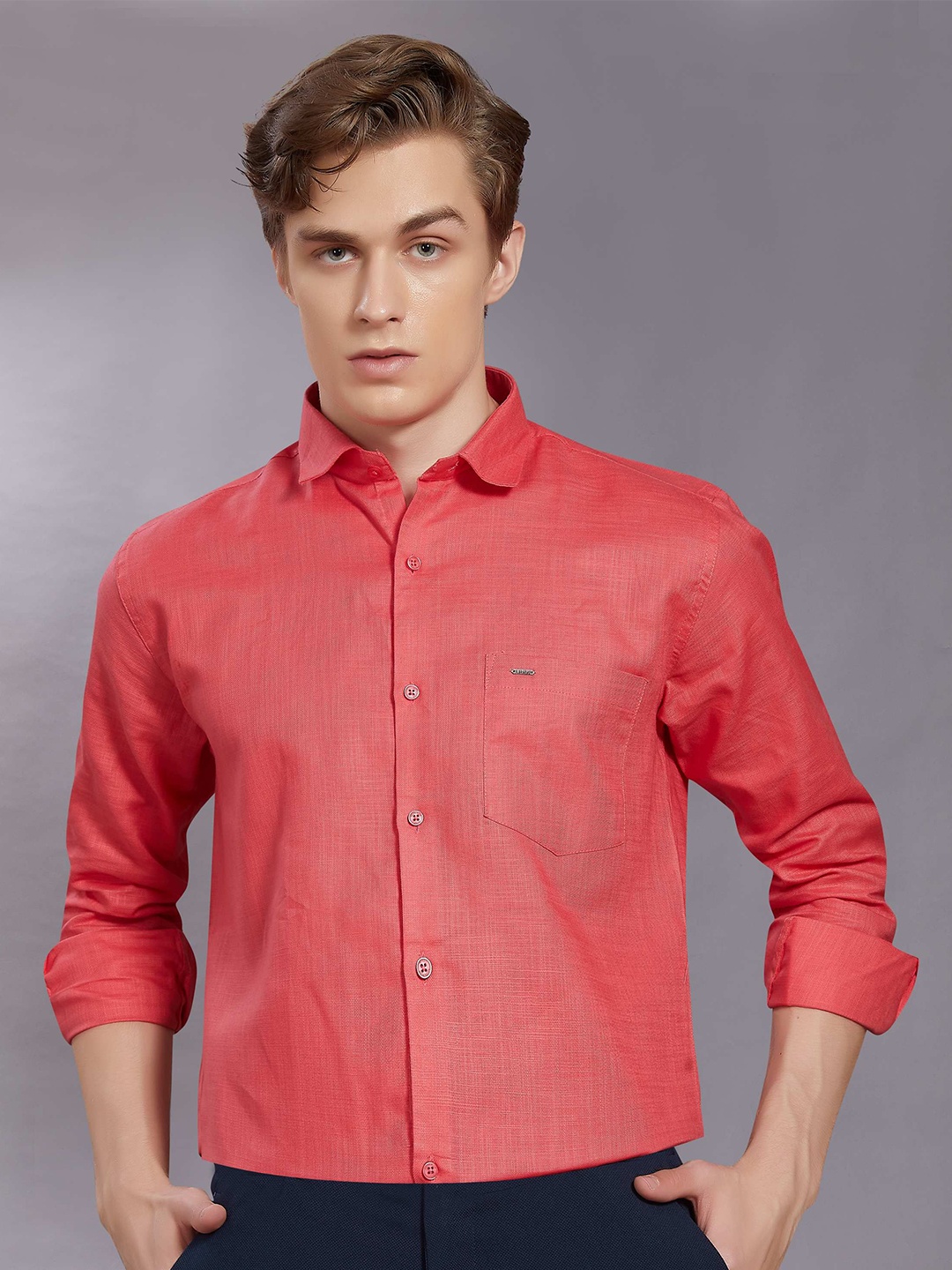 

DIVISIVE Men Club Slim Fit Opaque Casual Shirt, Pink