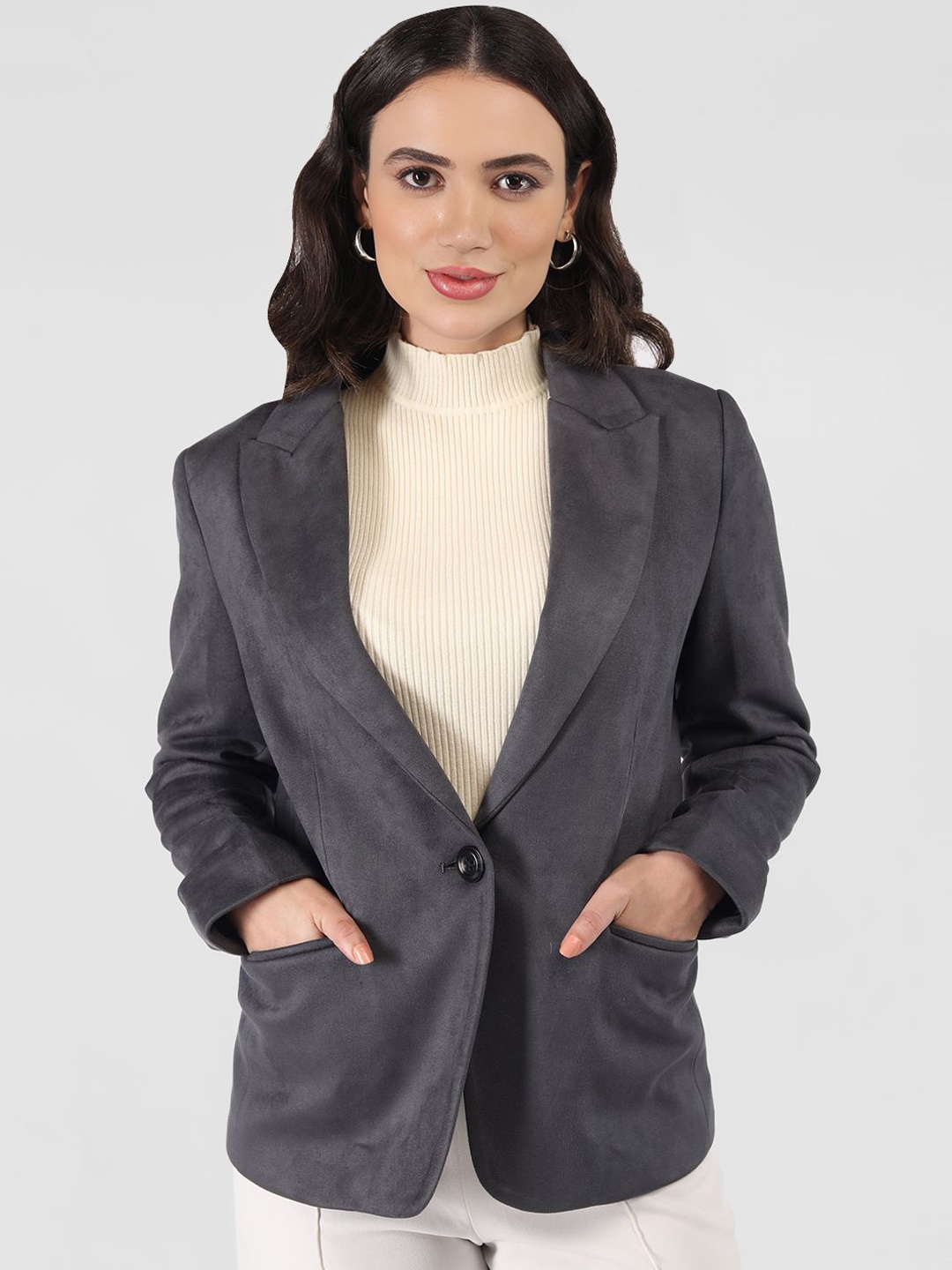 

LURE URBAN Women Single-Breasted Overcoat, Grey