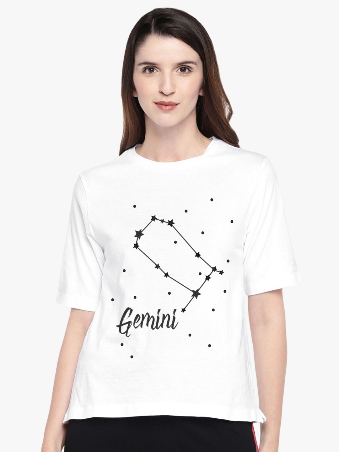 

First Row Women Graphic Printed Round Neck Cotton T-shirt, White