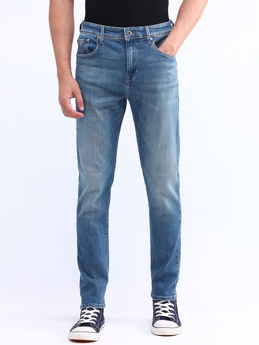 

Flying Machine Men Slim Fit Heavy Fade Stretchable Jeans, Blue