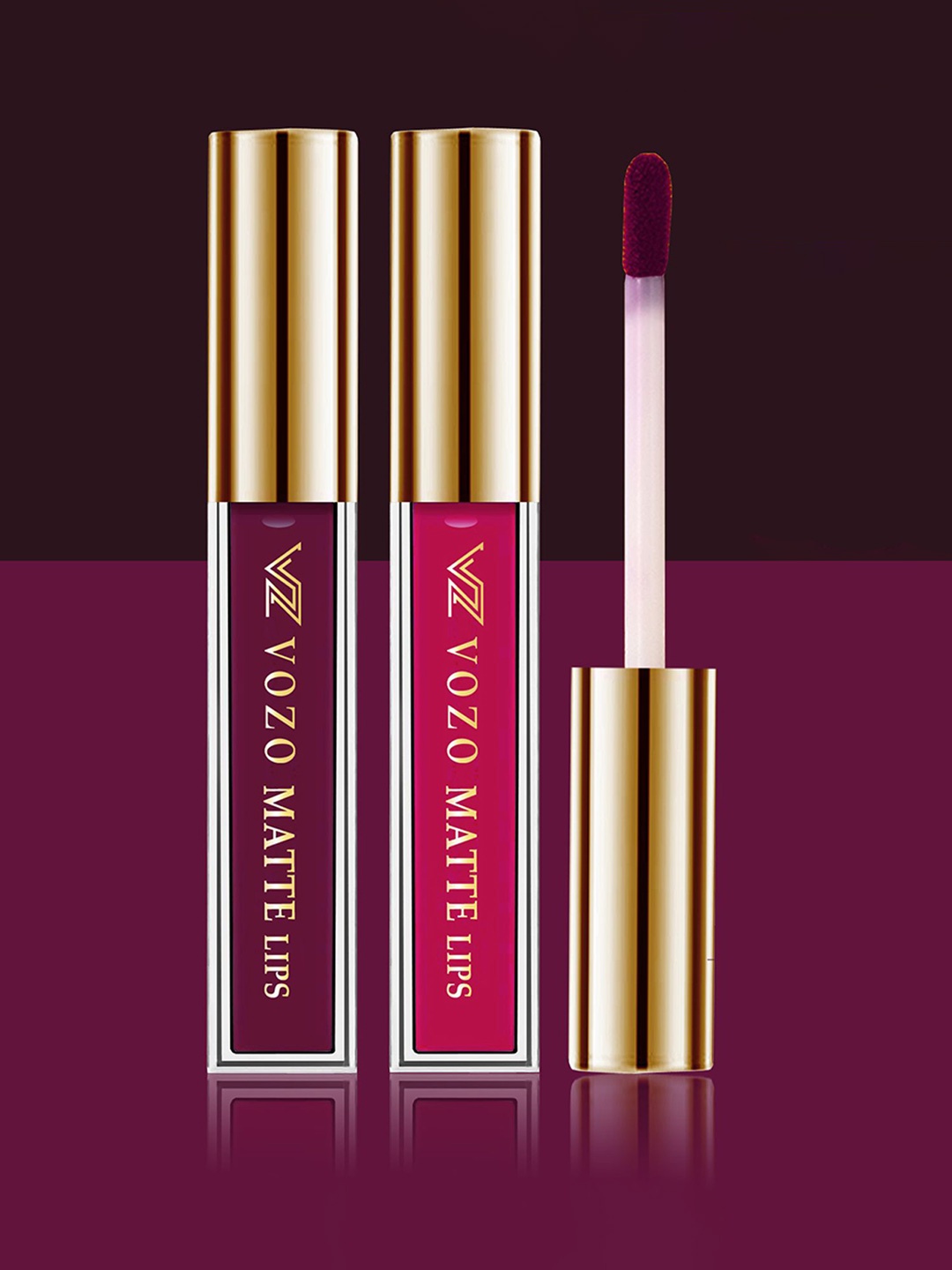 

VOZO Set Of 2 Velvety Smooth Liquid Lipstick- 8ml Each- Wine 201- Magenta 204, Maroon