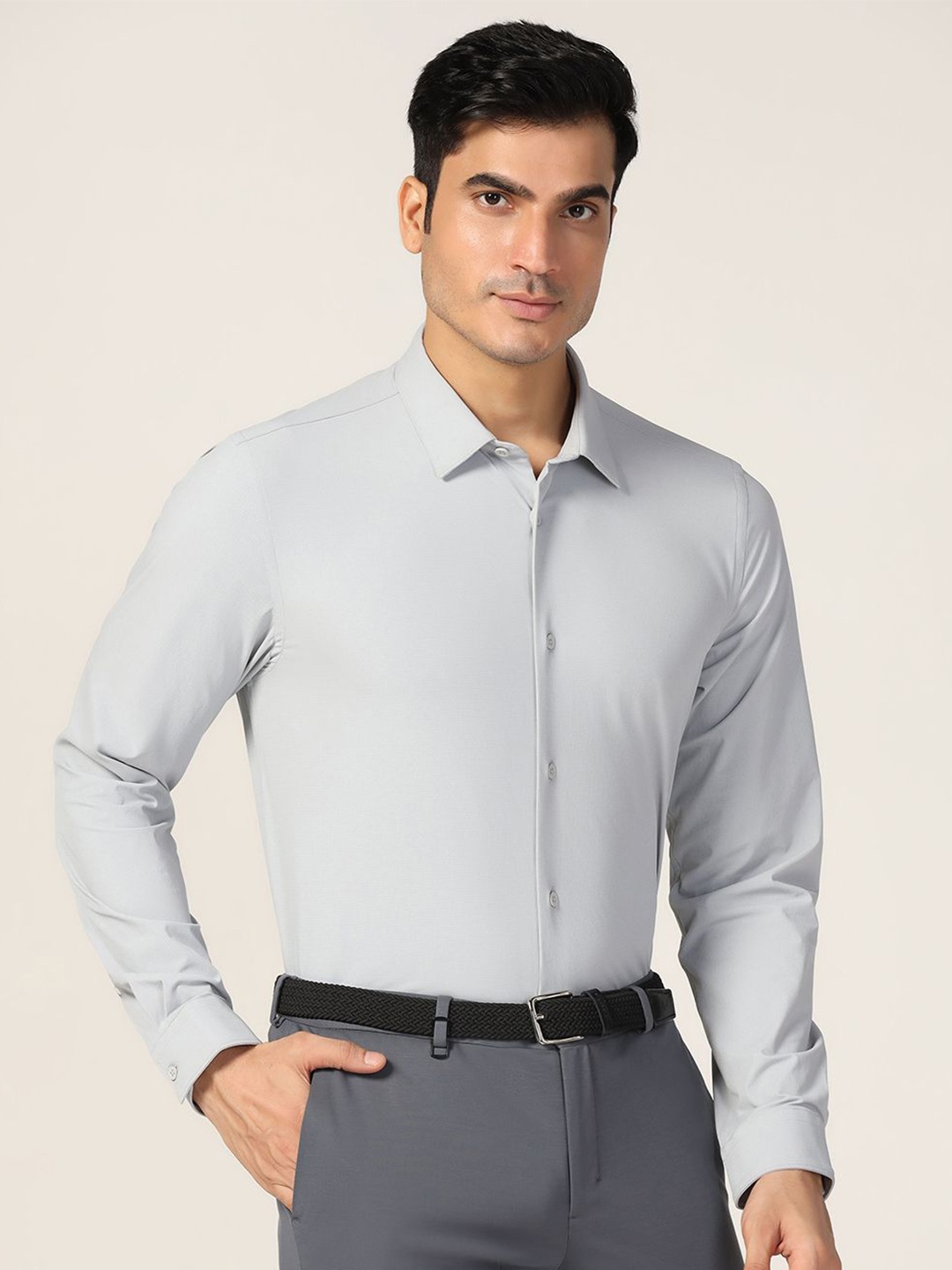 

Blackberrys Men Slim Fit Opaque Casual Shirt, Grey