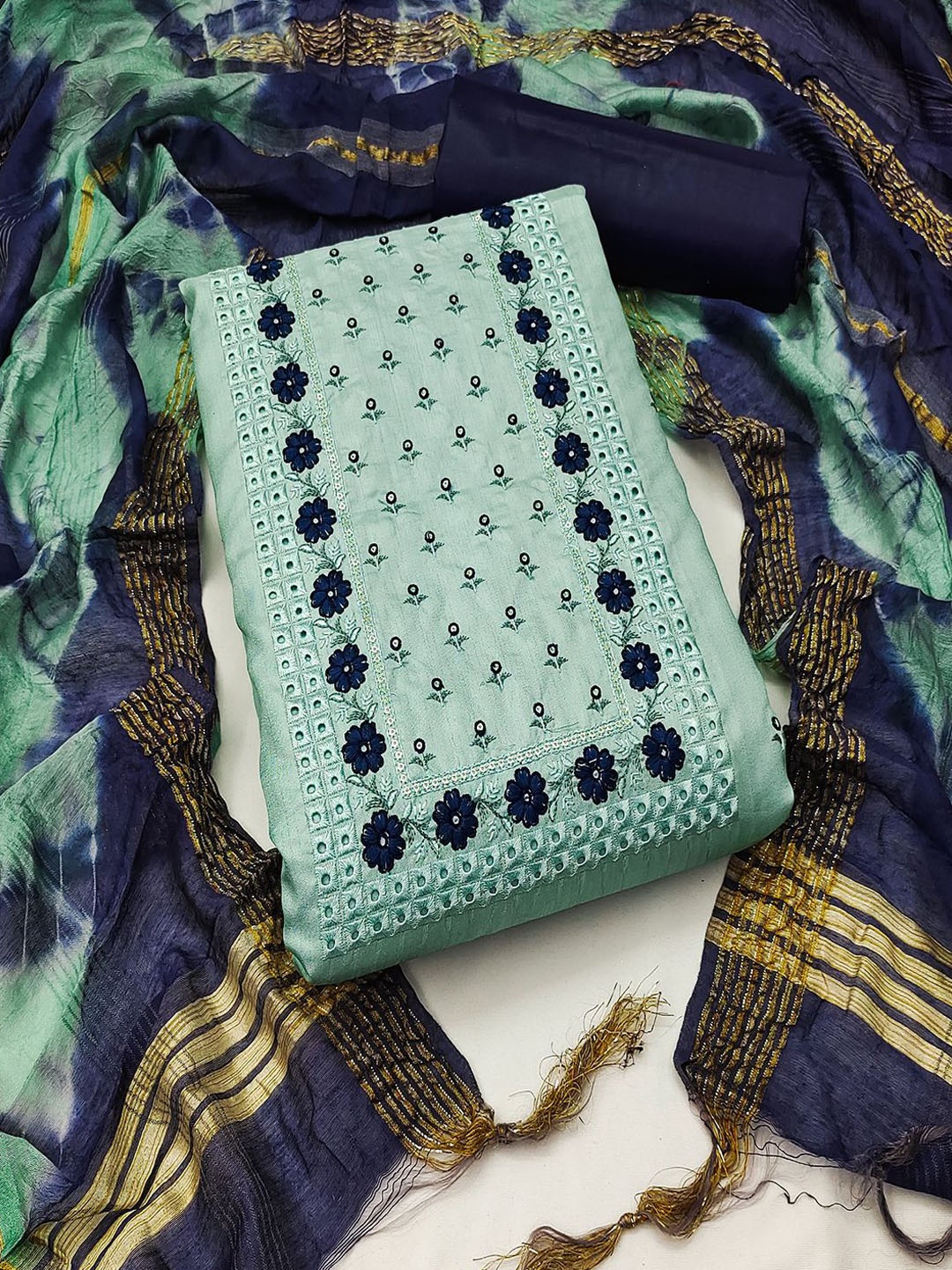 

MISS VERVE Unstitched Dress Material, Green