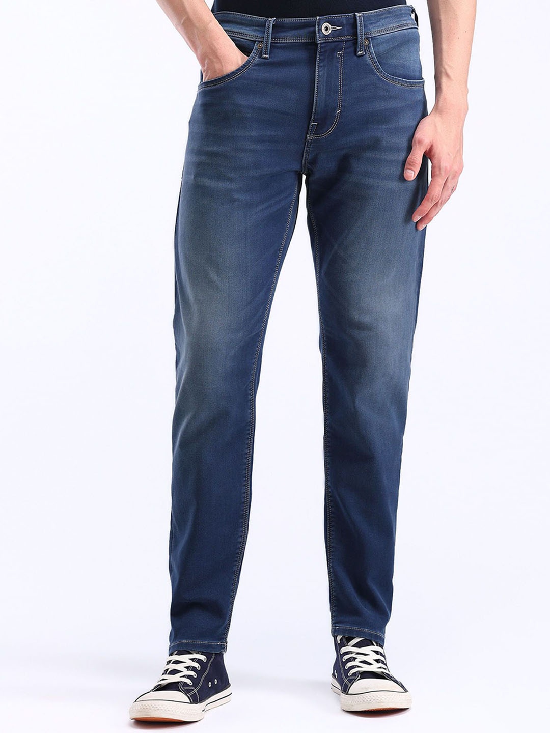 

Flying Machine Men Slim Fit Heavy Fade Stretchable Jeans, Blue